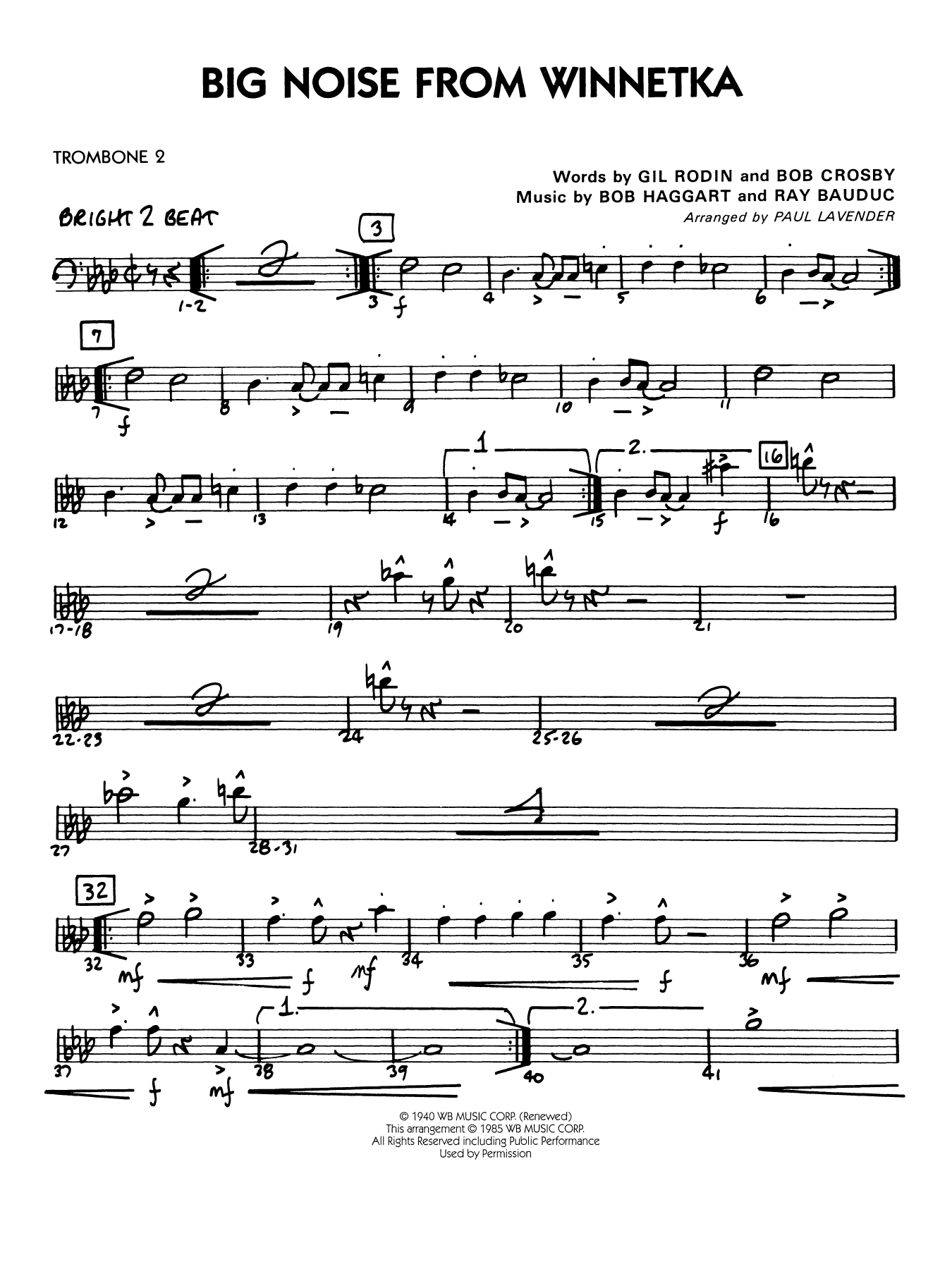 Big Noise from Winnetka (arr. Paul Lavender) - Trombone 2