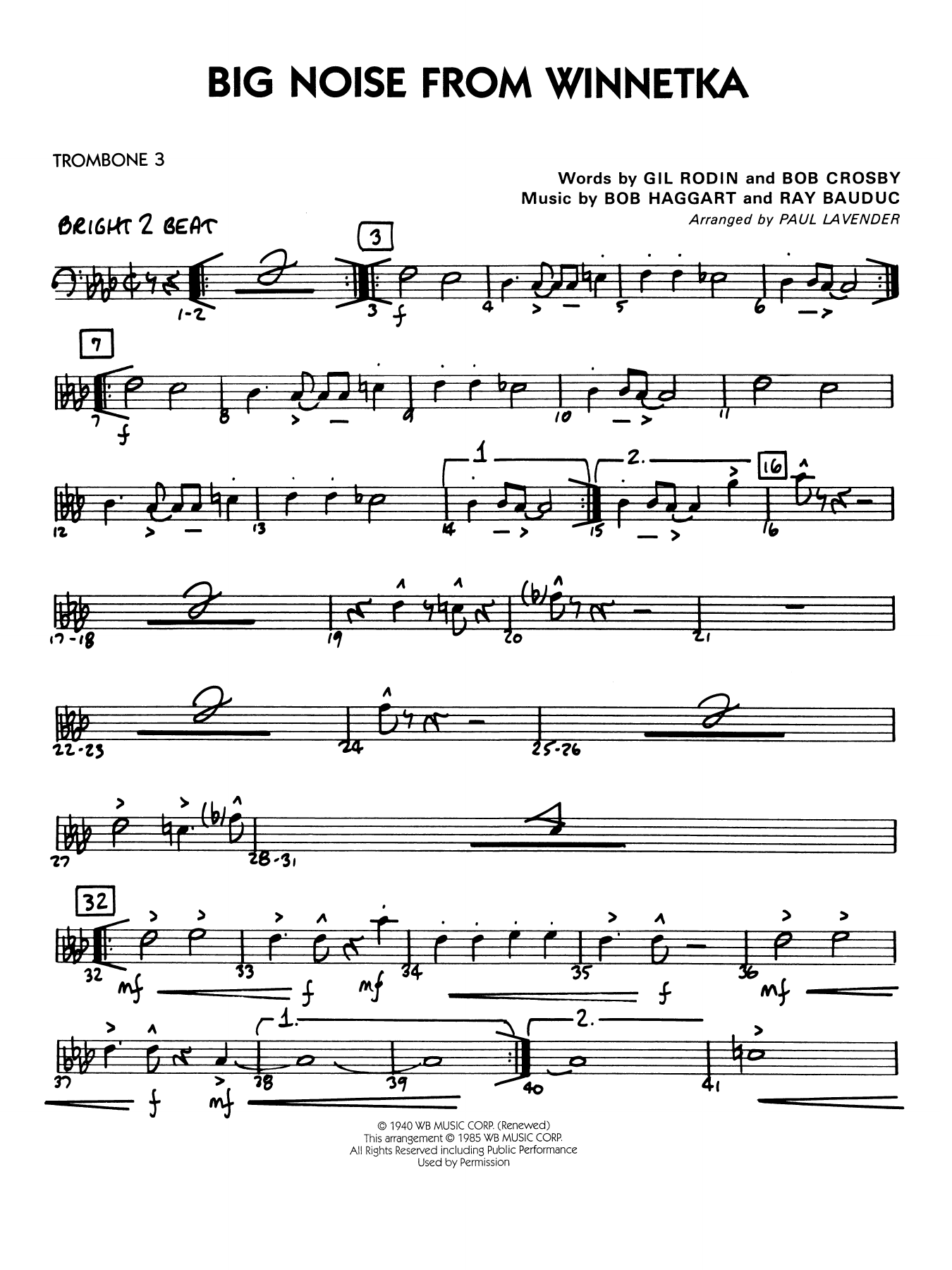 Big Noise from Winnetka (arr. Paul Lavender) - Trombone 3