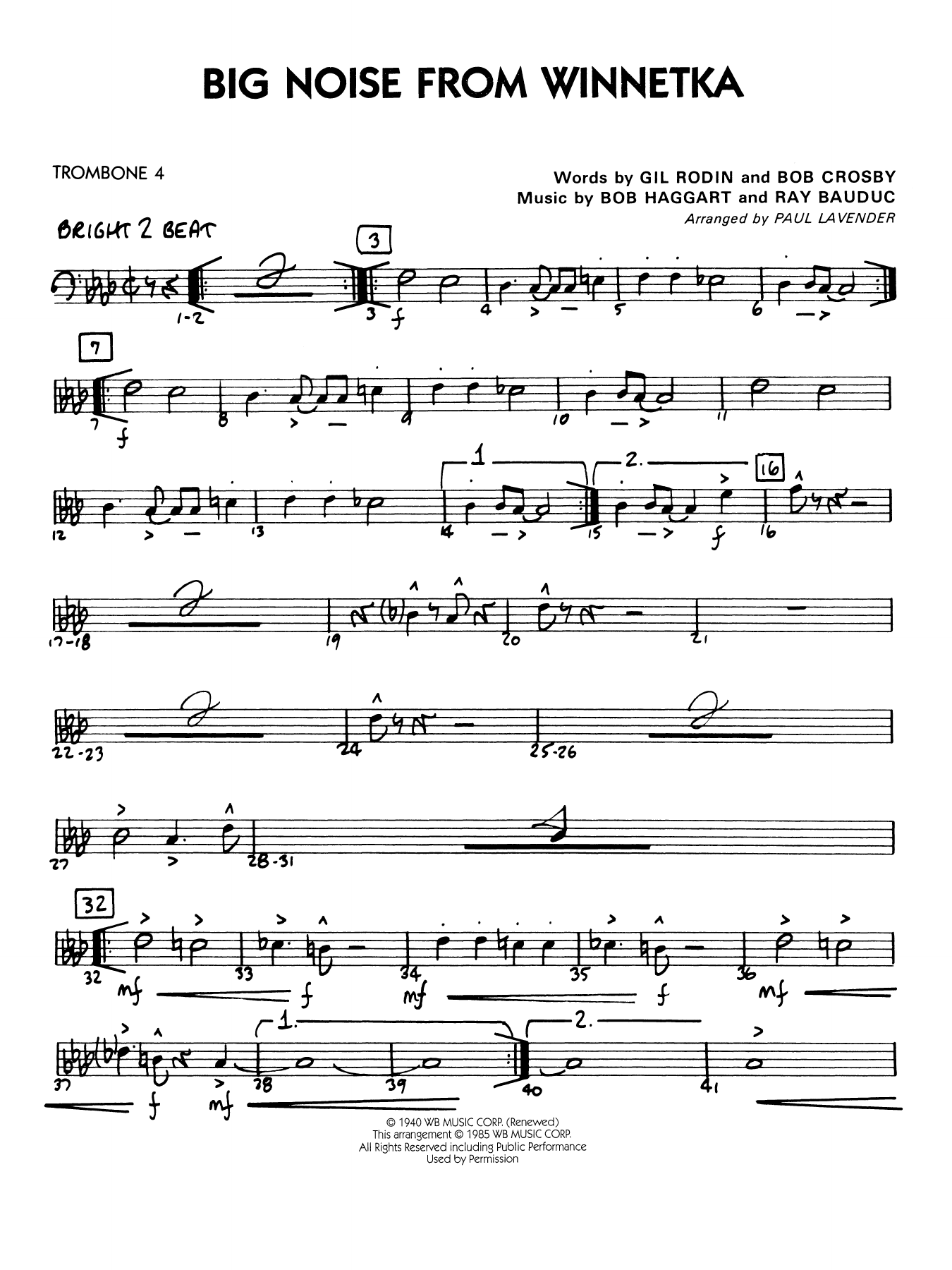 Big Noise from Winnetka (arr. Paul Lavender) - Trombone 4