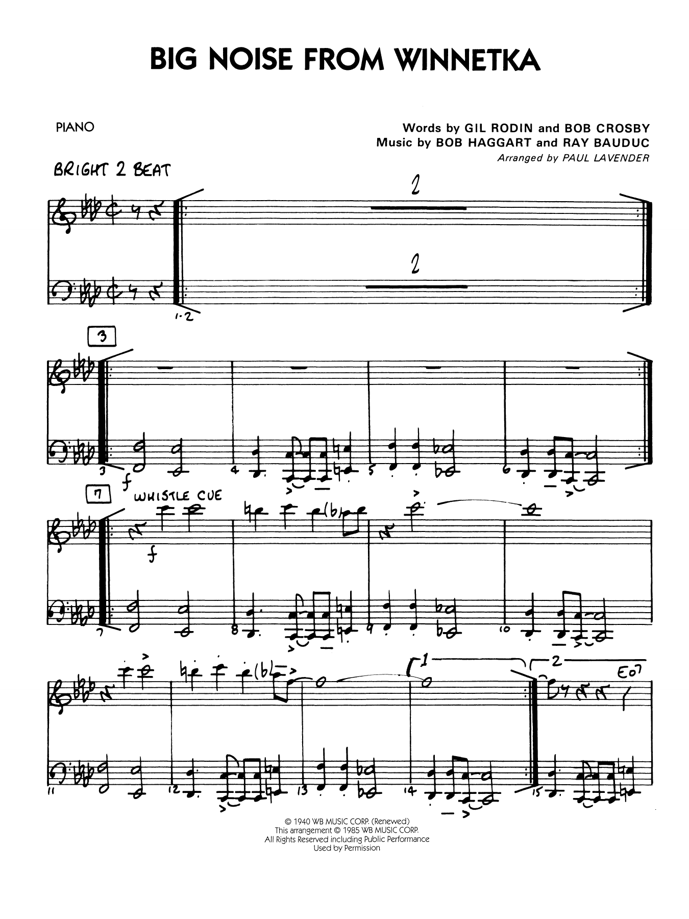 Big Noise from Winnetka (arr. Paul Lavender) - Piano