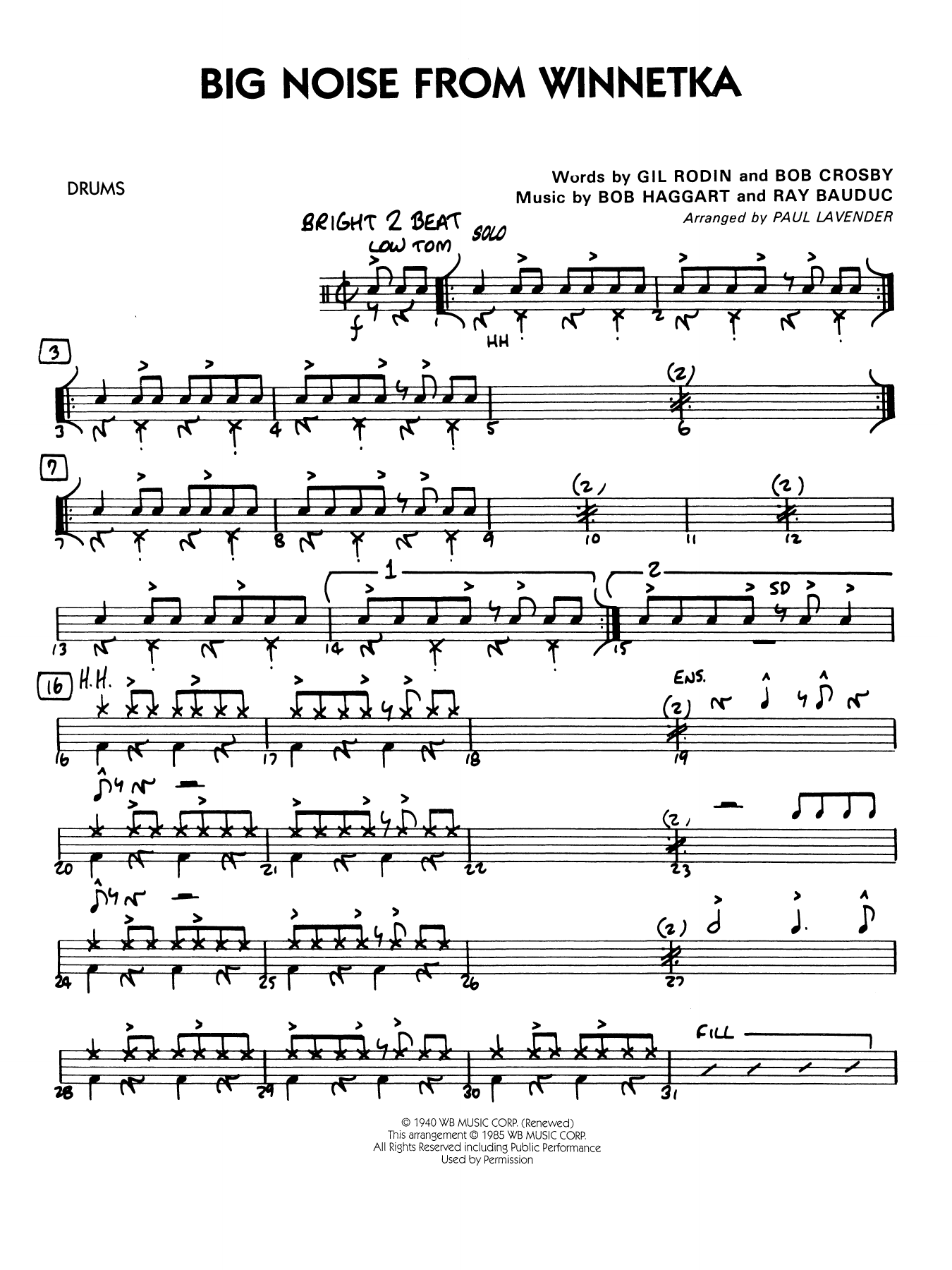 Big Noise from Winnetka (arr. Paul Lavender) - Drums