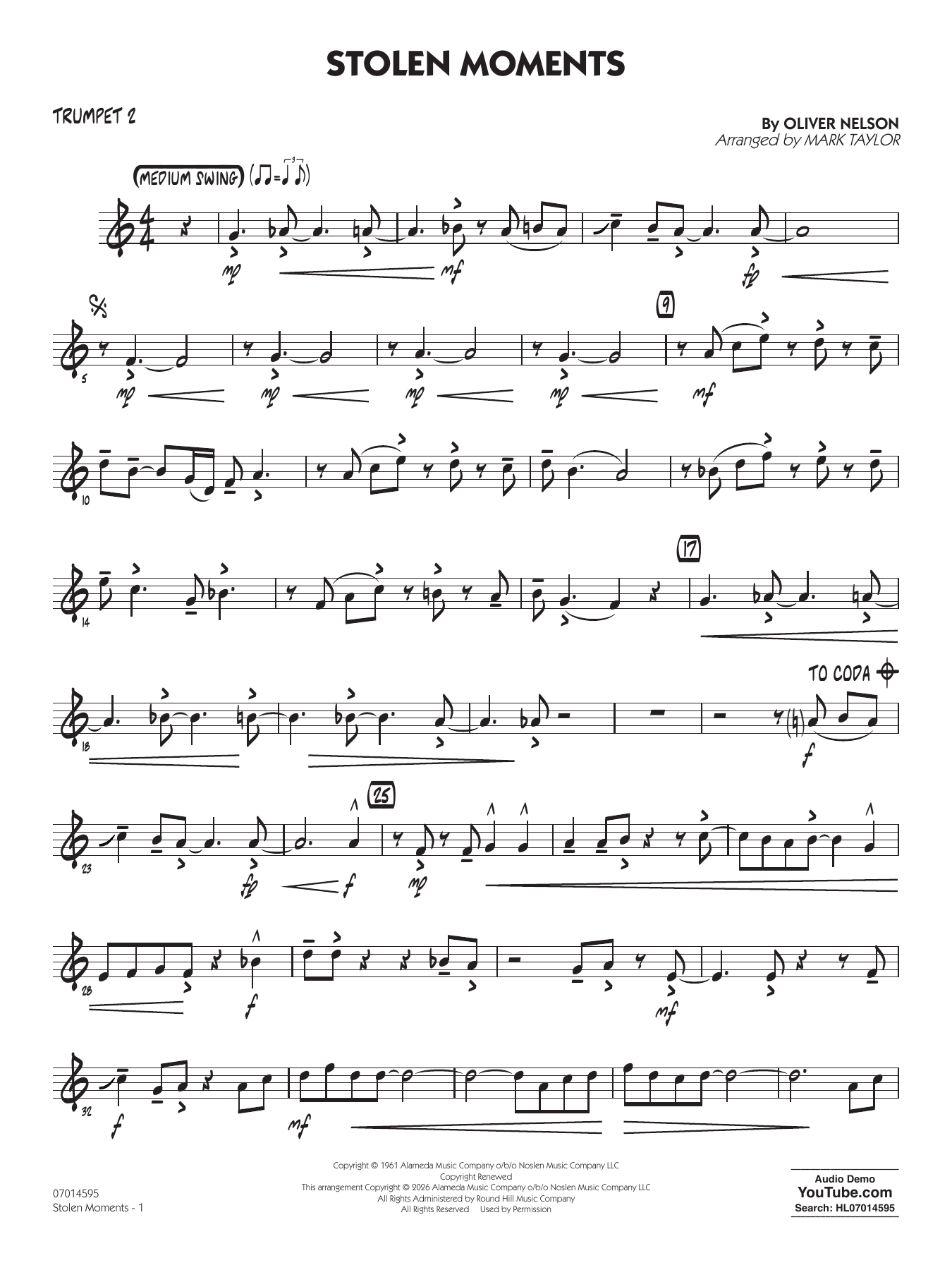 Stolen Moments (arr. Mark Taylor) - Trumpet 2