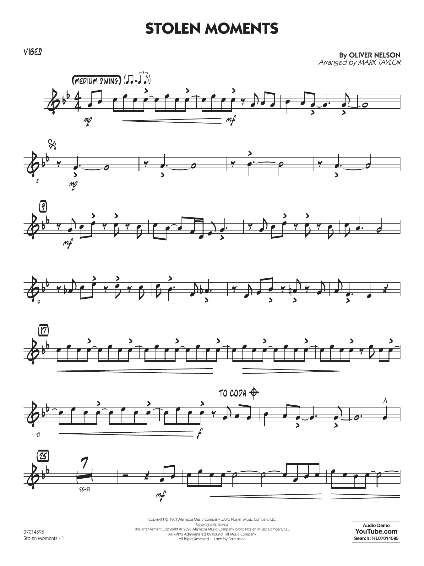 Stolen Moments (arr. Mark Taylor) - Vibes