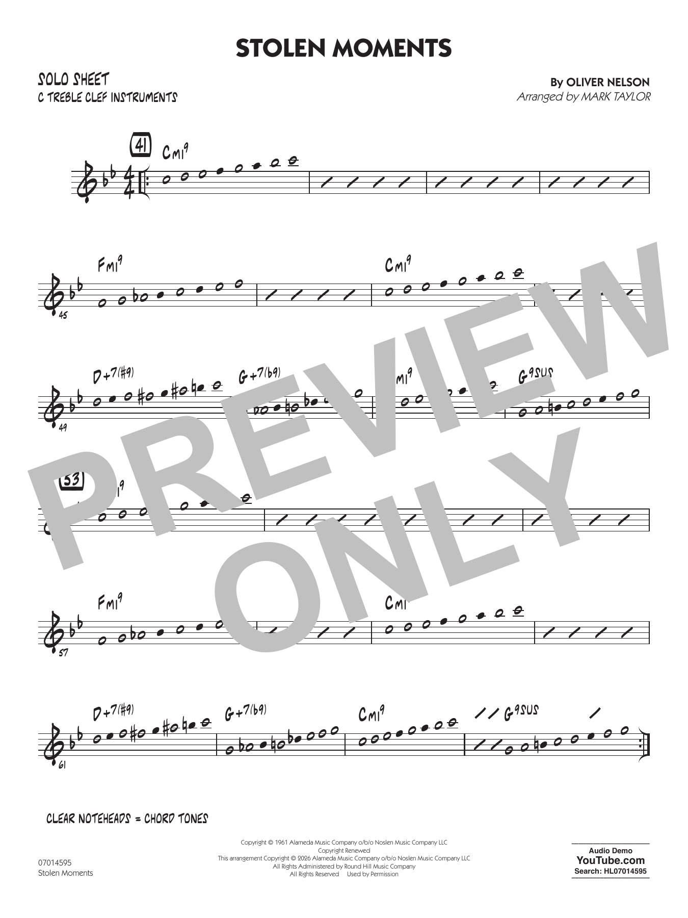 Stolen Moments (arr. Mark Taylor) - C Solo Sheet