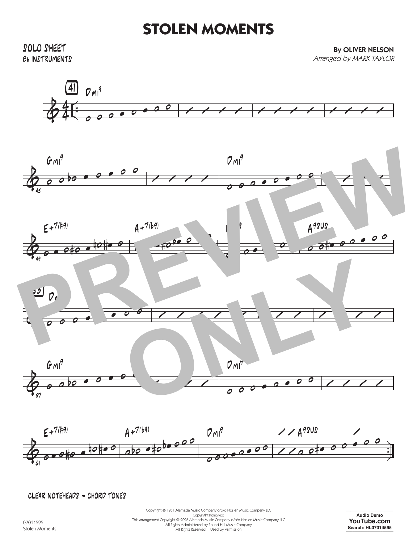 Stolen Moments (arr. Mark Taylor) - Bb Solo Sheet