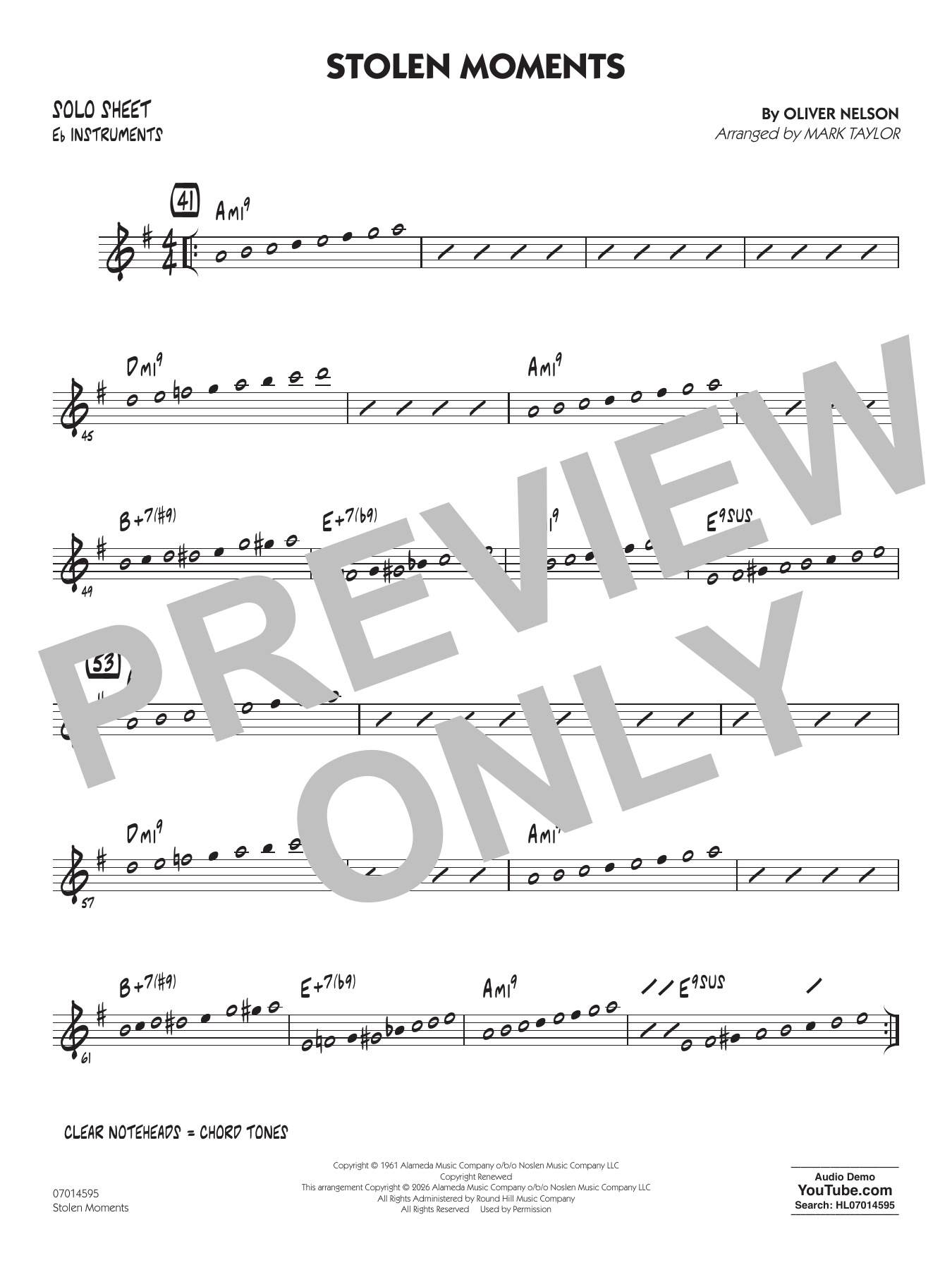 Stolen Moments (arr. Mark Taylor) - Eb Solo Sheet