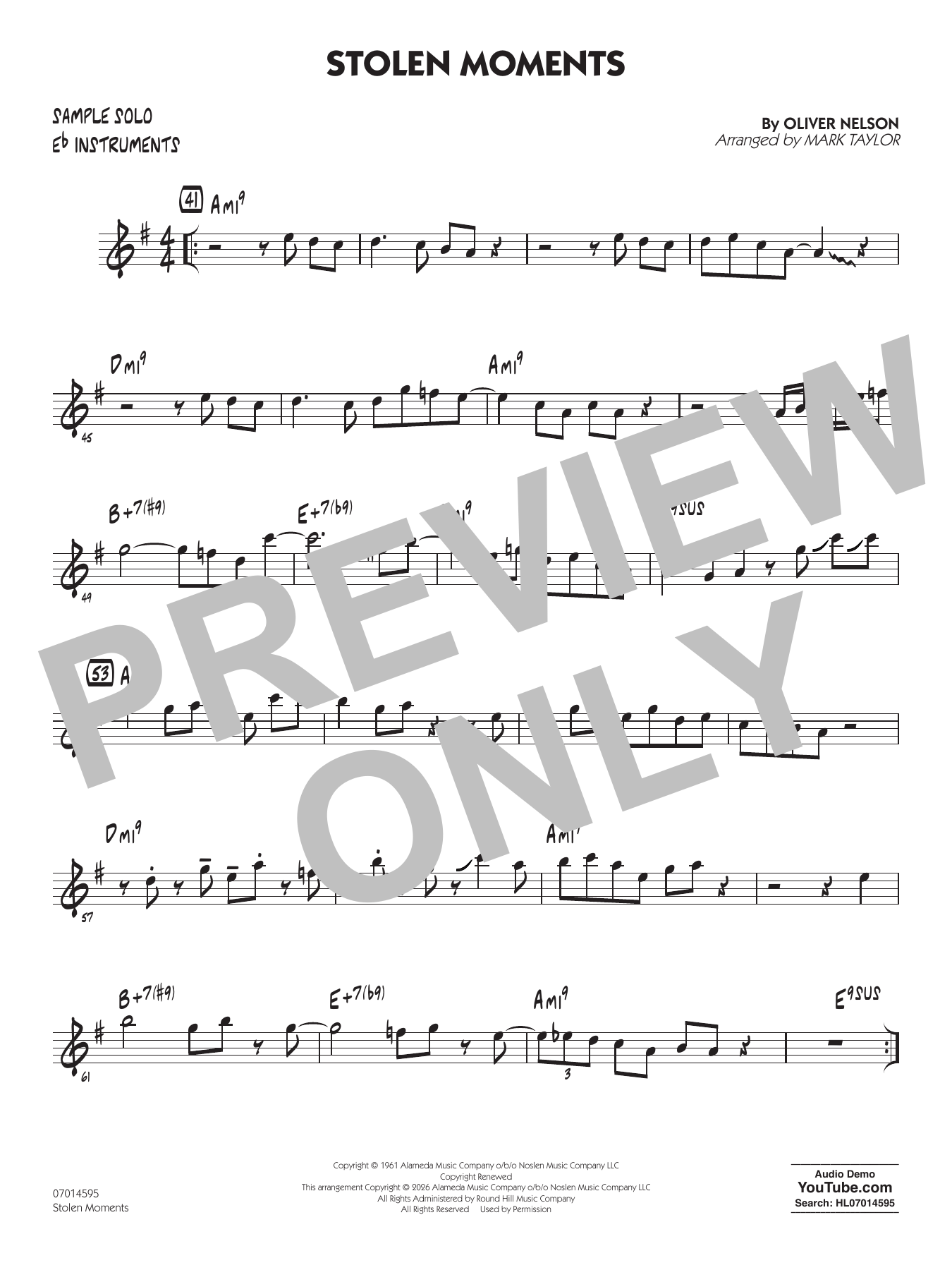 Stolen Moments (arr. Mark Taylor) - Eb Sample Solo