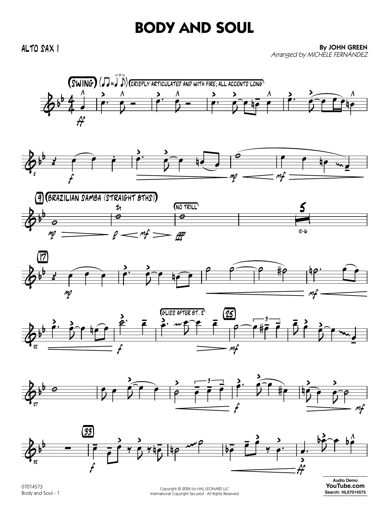 Body and Soul (arr. Michele Fernández) - Alto Sax 1