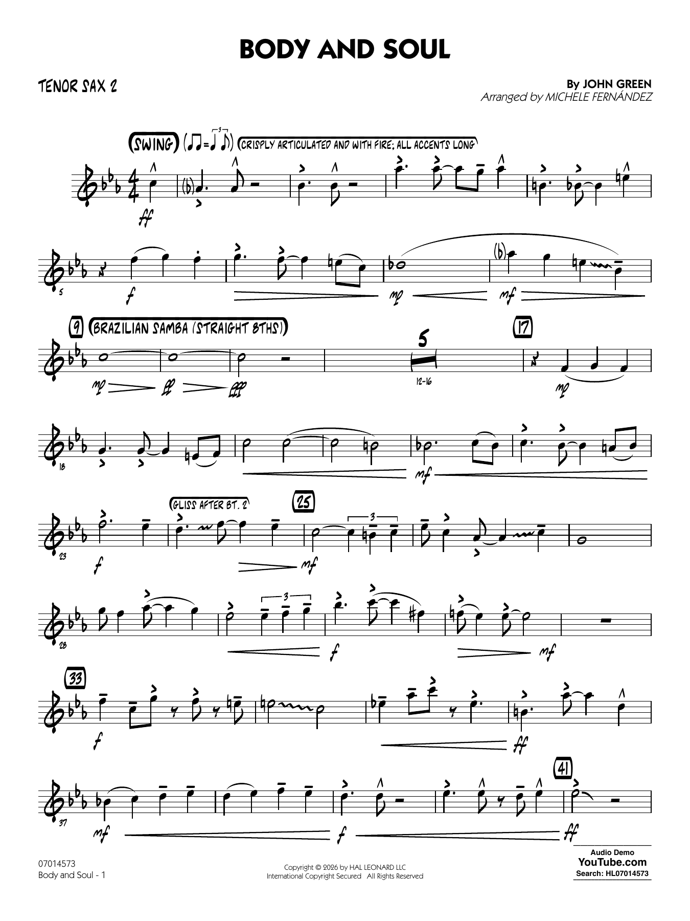 Body and Soul (arr. Michele Fernández) - Tenor Sax 2