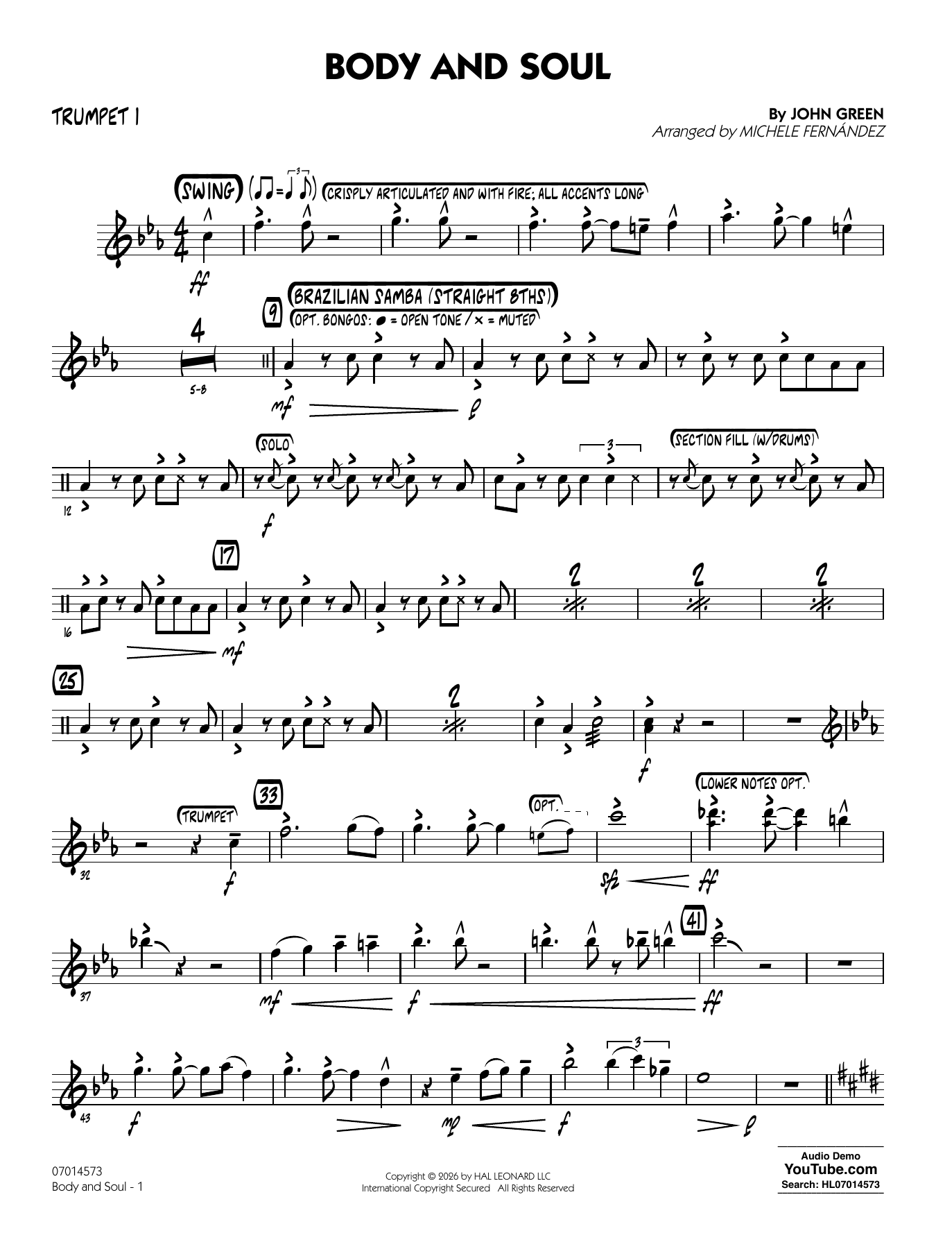 Body and Soul (arr. Michele Fernández) - Trumpet 1