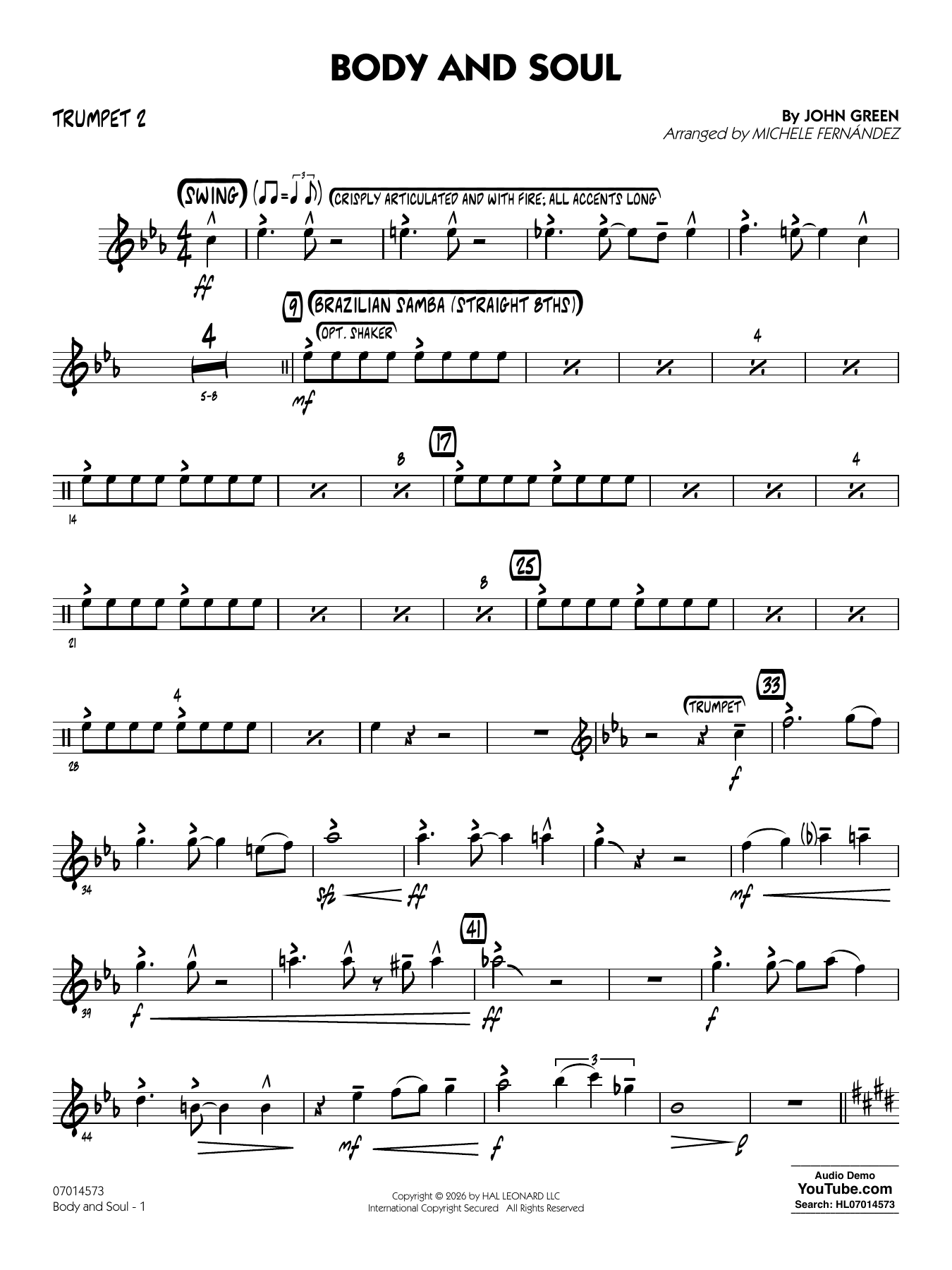 Body and Soul (arr. Michele Fernández) - Trumpet 2