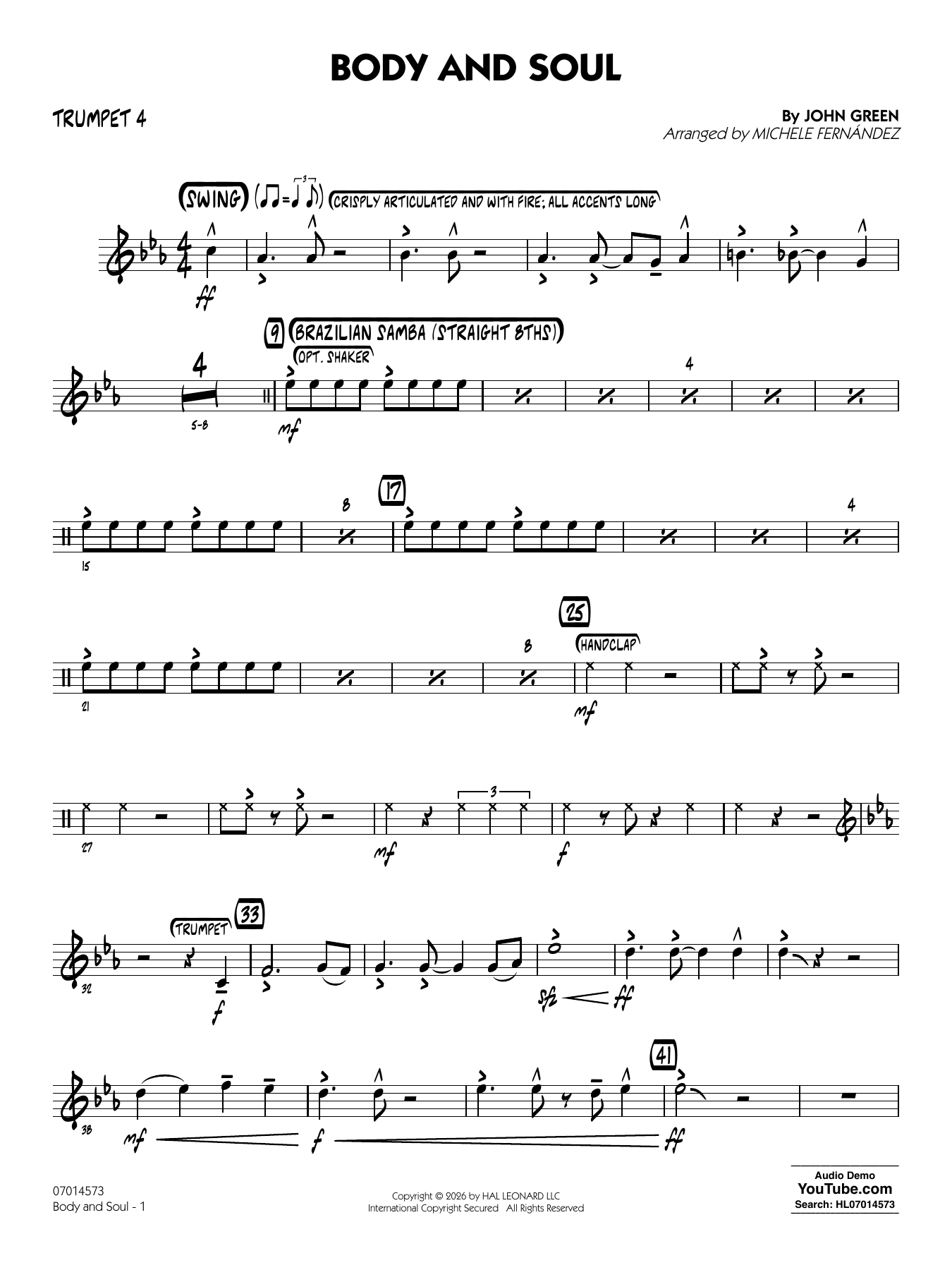 Body and Soul (arr. Michele Fernández) - Trumpet 4