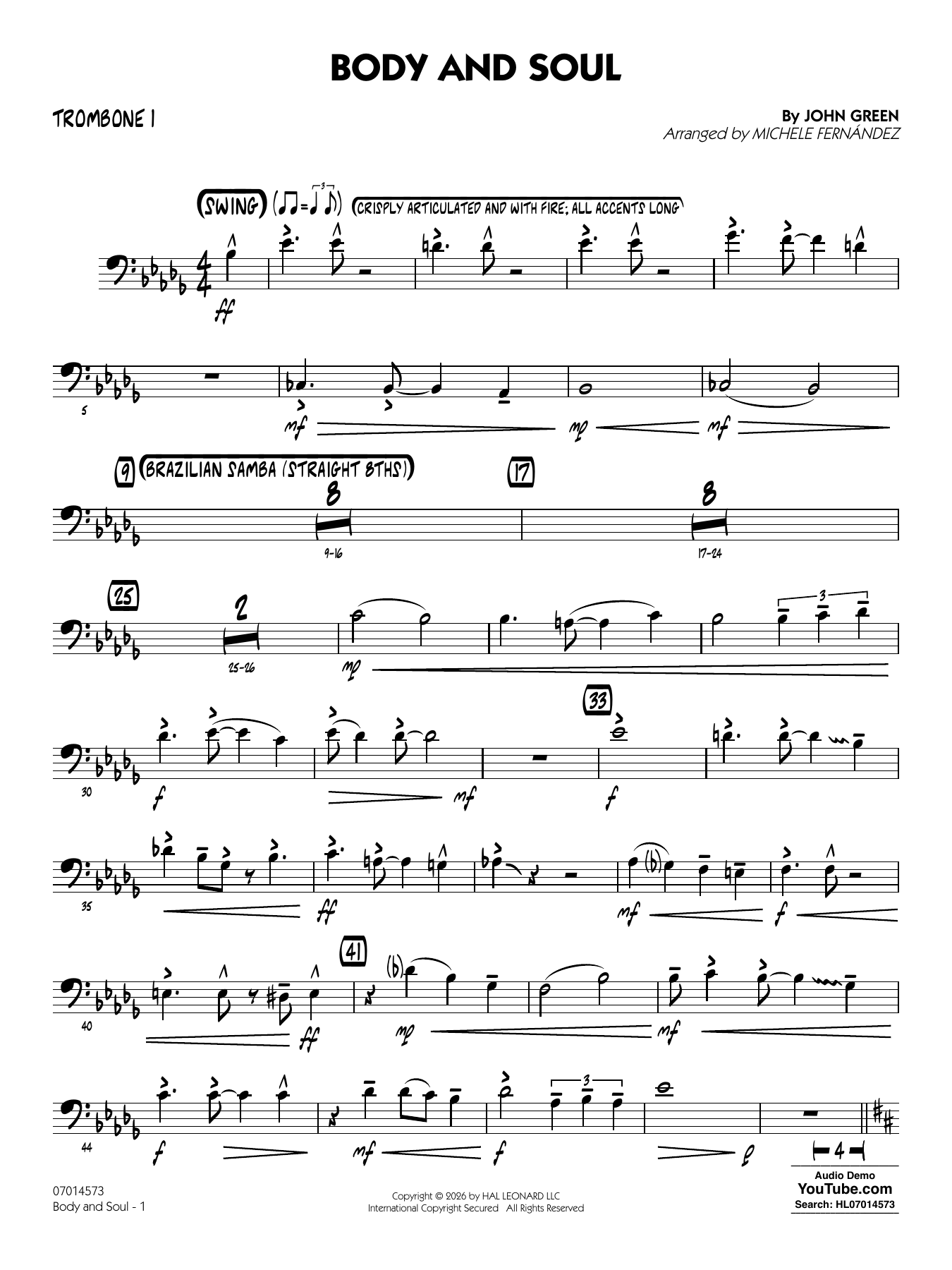 Body and Soul (arr. Michele Fernández) - Trombone 1