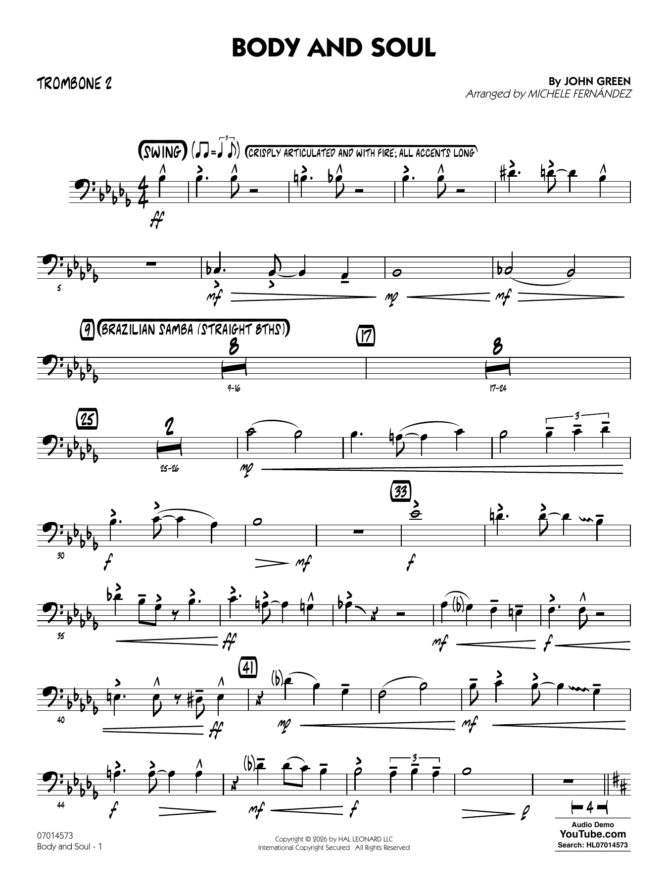 Body and Soul (arr. Michele Fernández) - Trombone 2