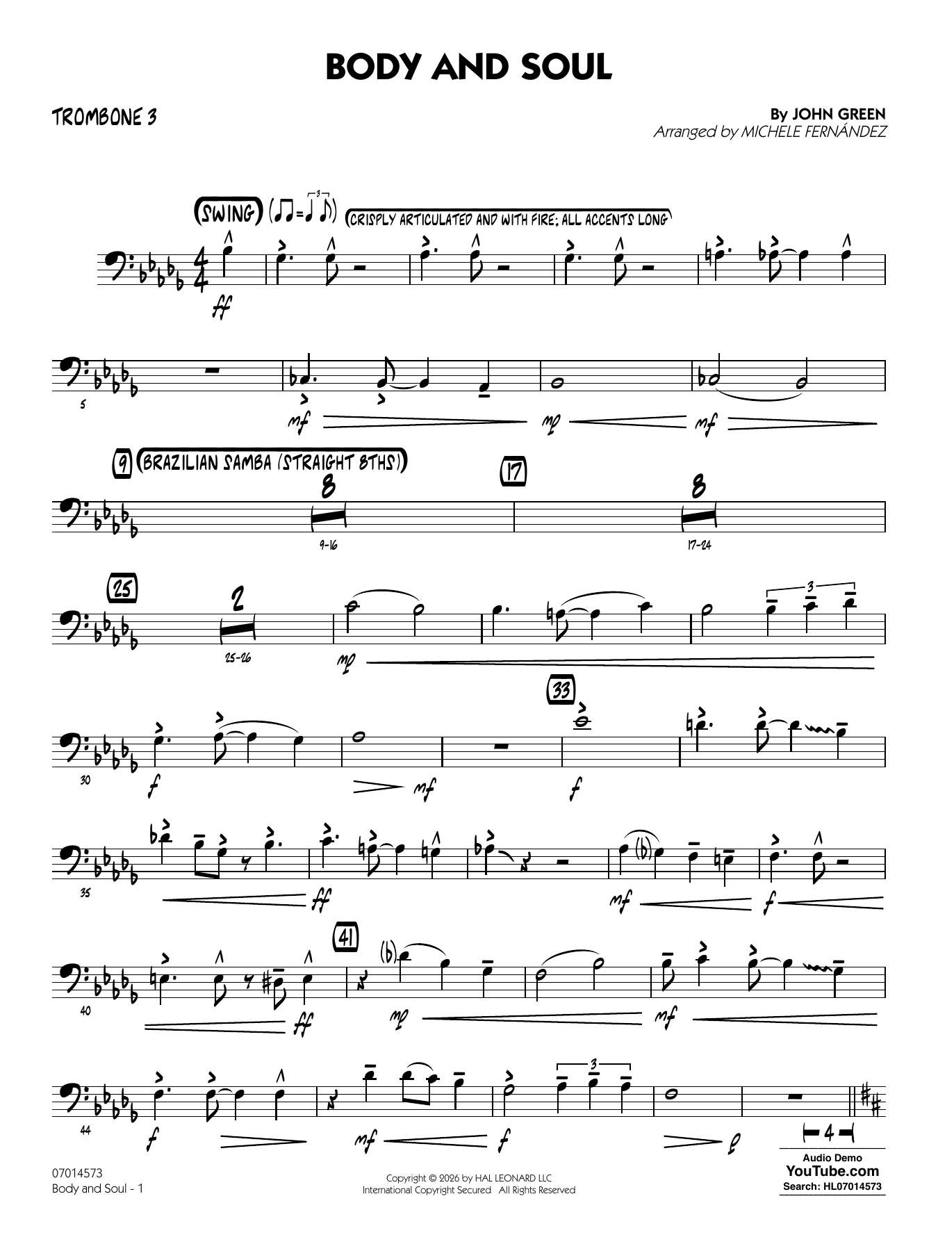 Body and Soul (arr. Michele Fernández) - Trombone 3