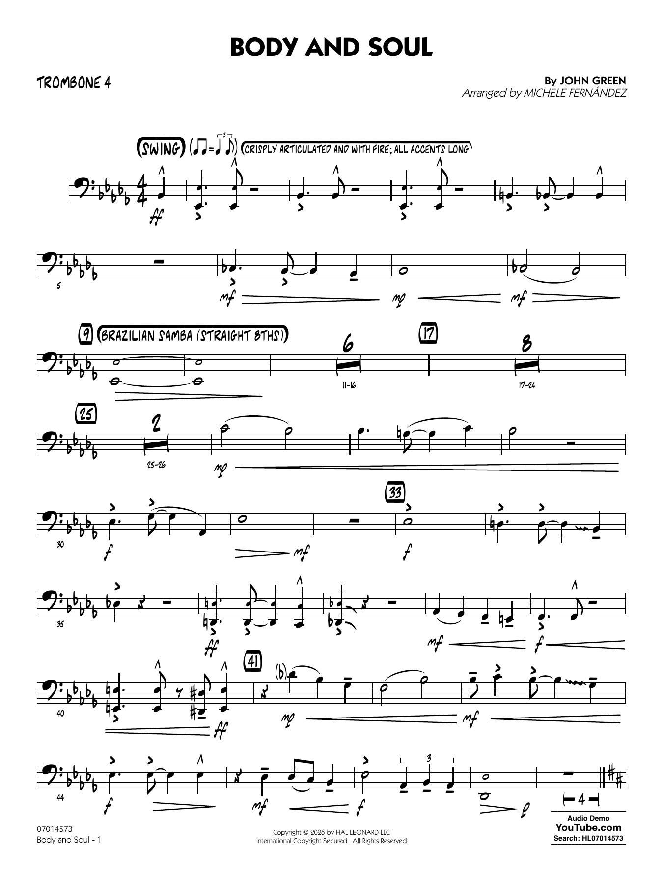 Body and Soul (arr. Michele Fernández) - Trombone 4