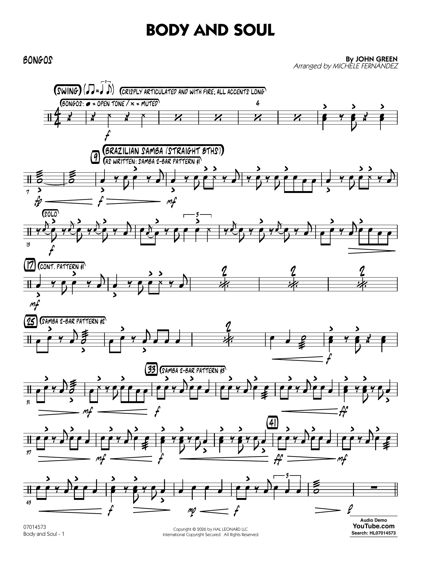 Body and Soul (arr. Michele Fernández) - Bongos