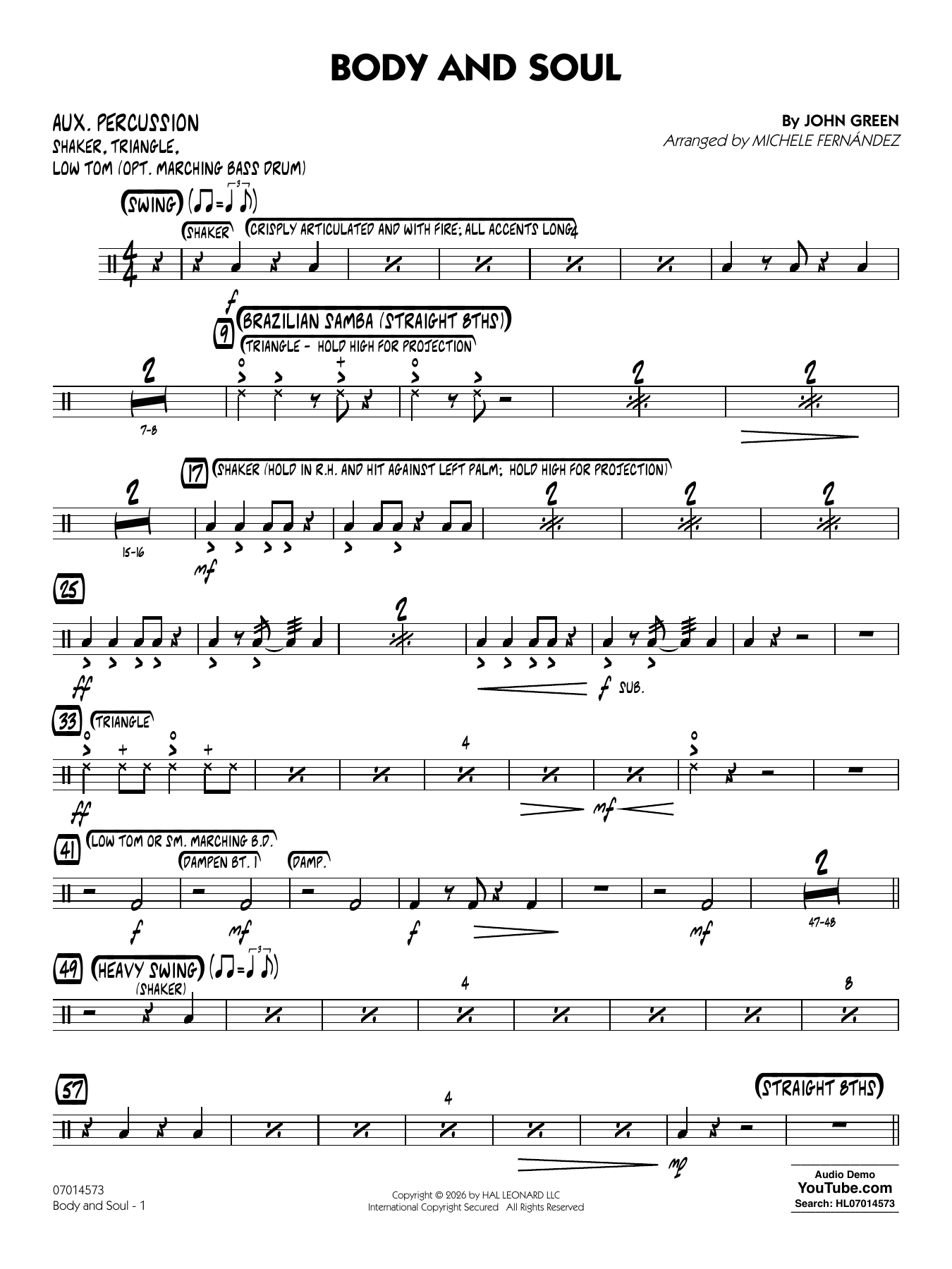 Body and Soul (arr. Michele Fernández) - Aux Percussion