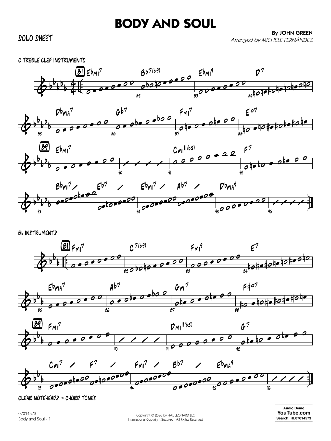 Body and Soul (arr. Michele Fernández) - Solo Sheet