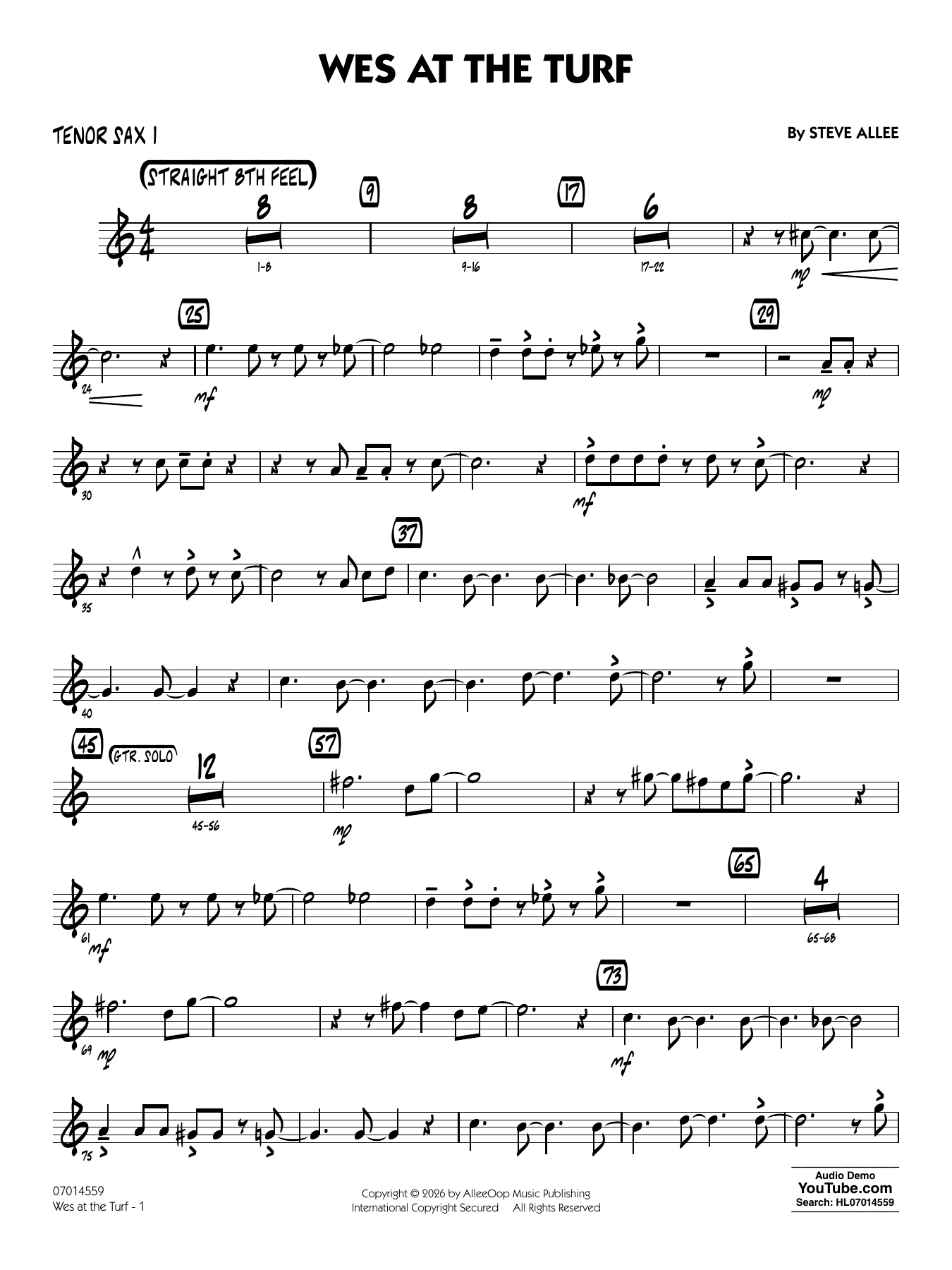 Wes At The Turf - Tenor Sax 1