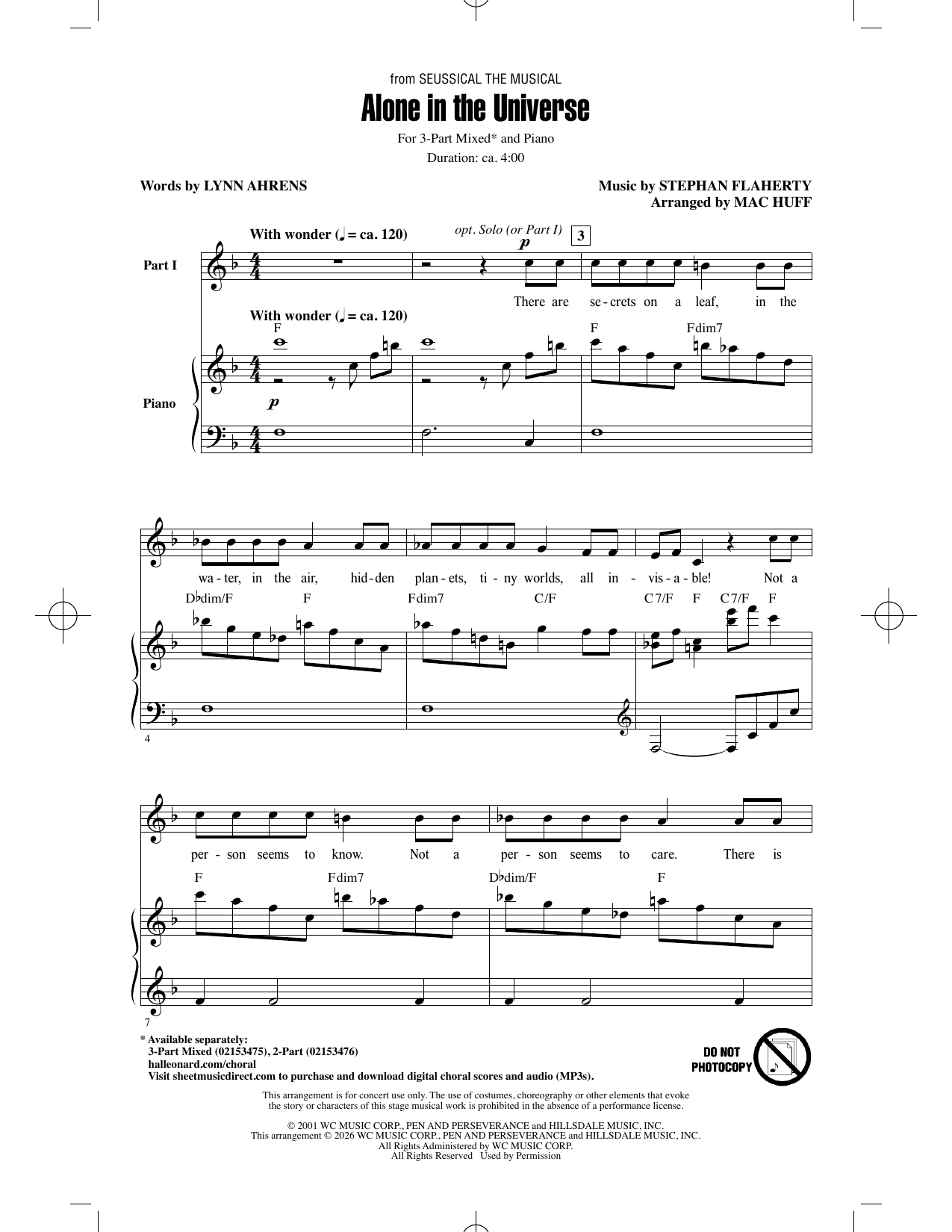 Alone In The Universe (from Seussical the Musical) (arr. Mac Huff)