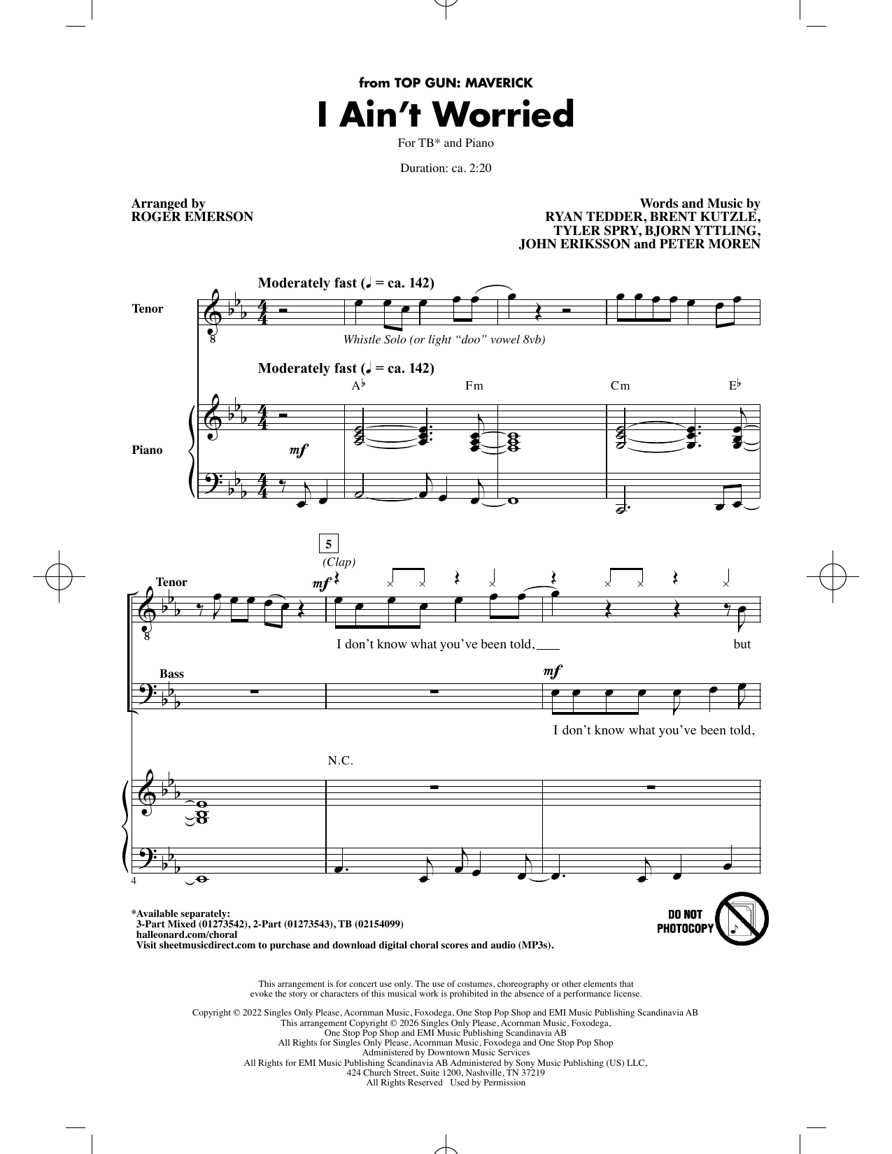I Ain't Worried (arr. Roger Emerson)
