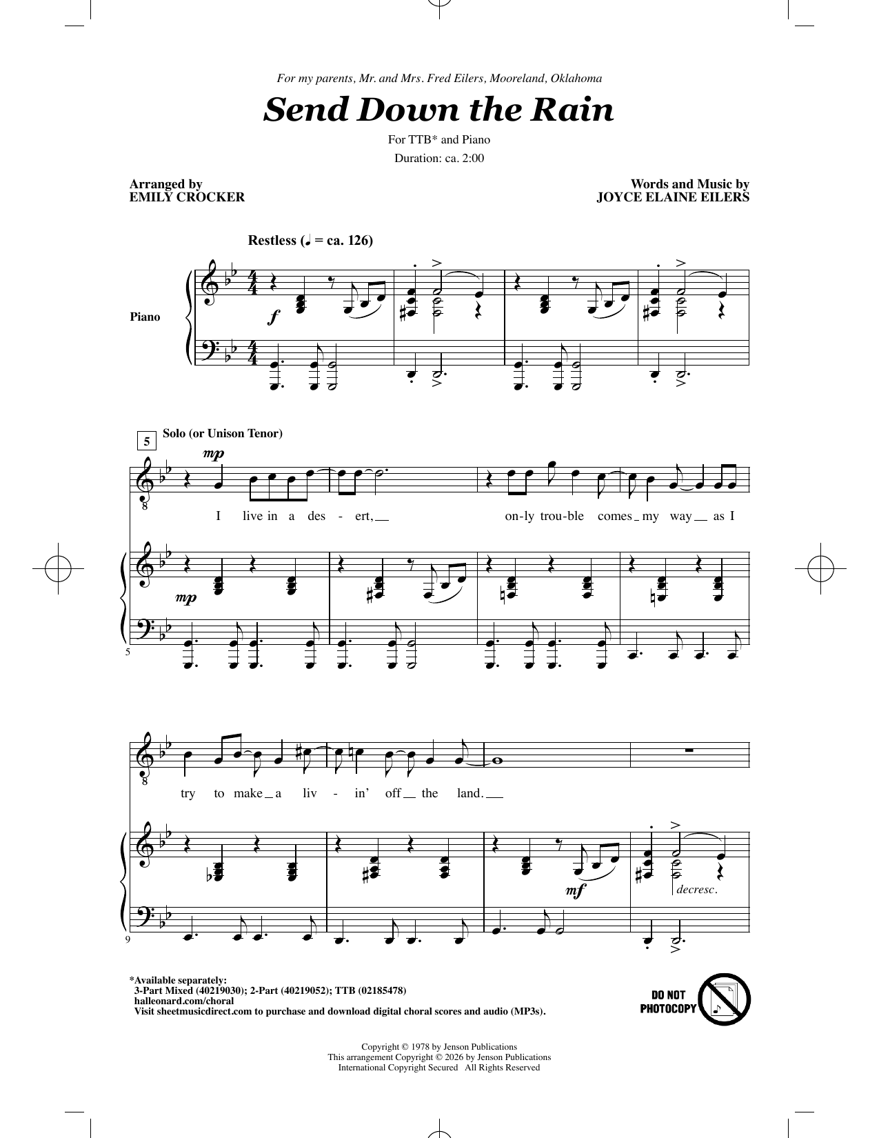 Send Down The Rain (arr. Emily Crocker)