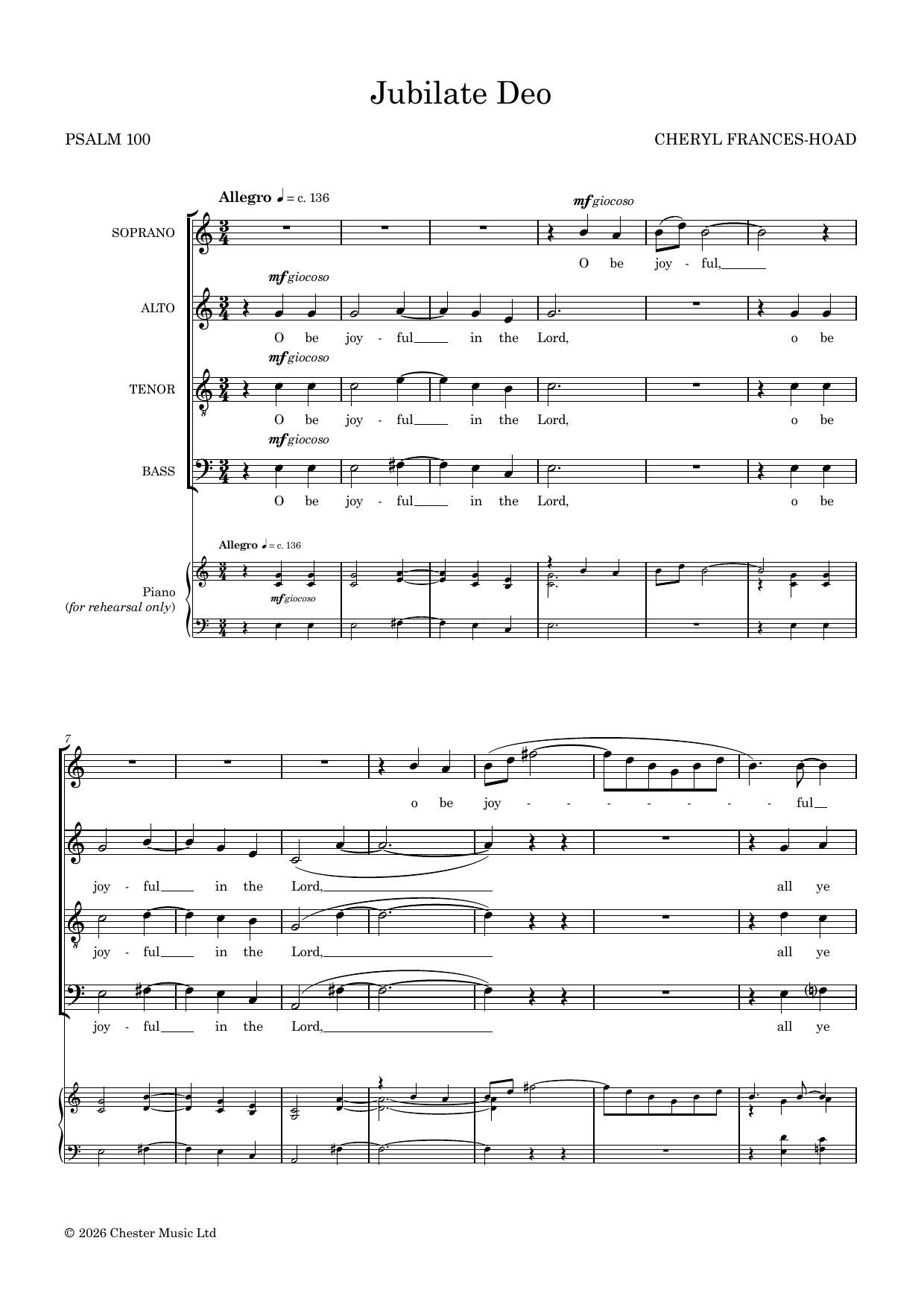 Jubilate Deo – Cheryl Frances-Hoad – Notenvorschau