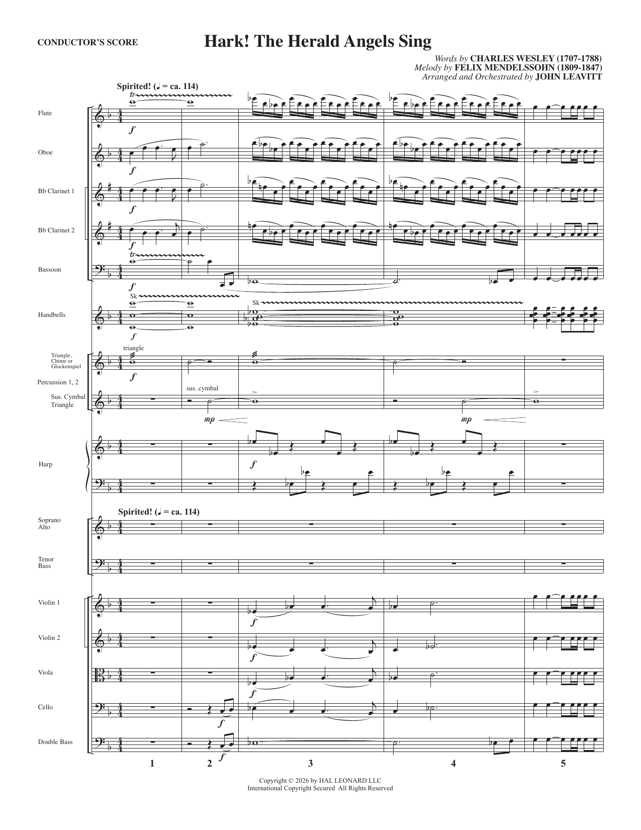 Hark! The Herald Angels Sing (arr. John Leavitt) - Full Score