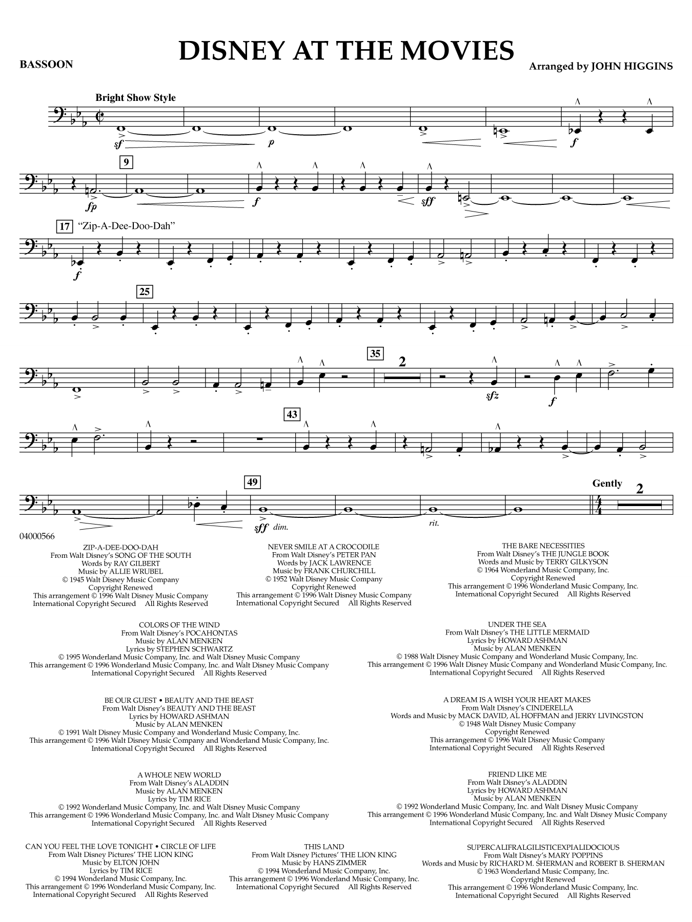 Disney at the Movies - Bassoon