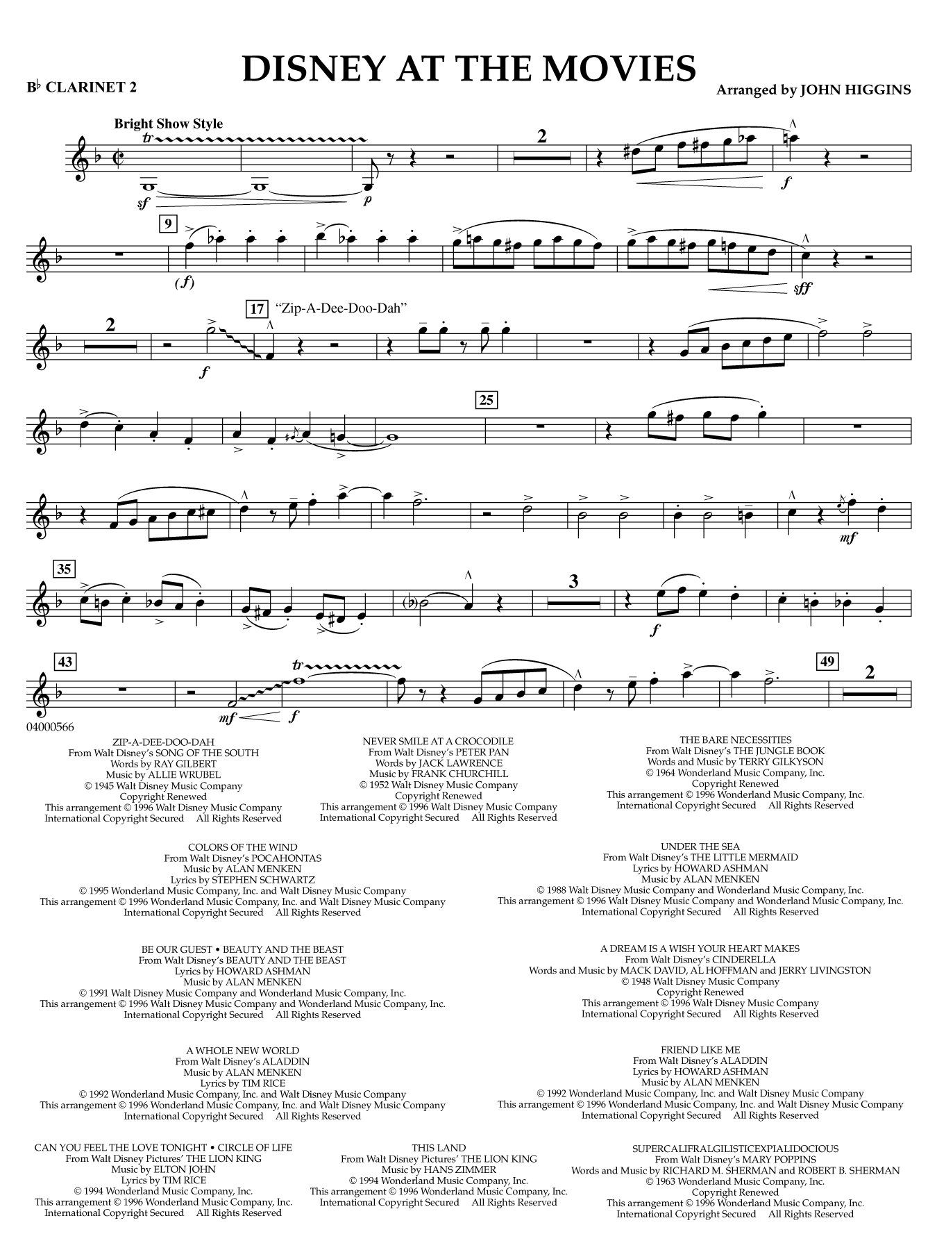 Disney at the Movies - Bb Clarinet 2