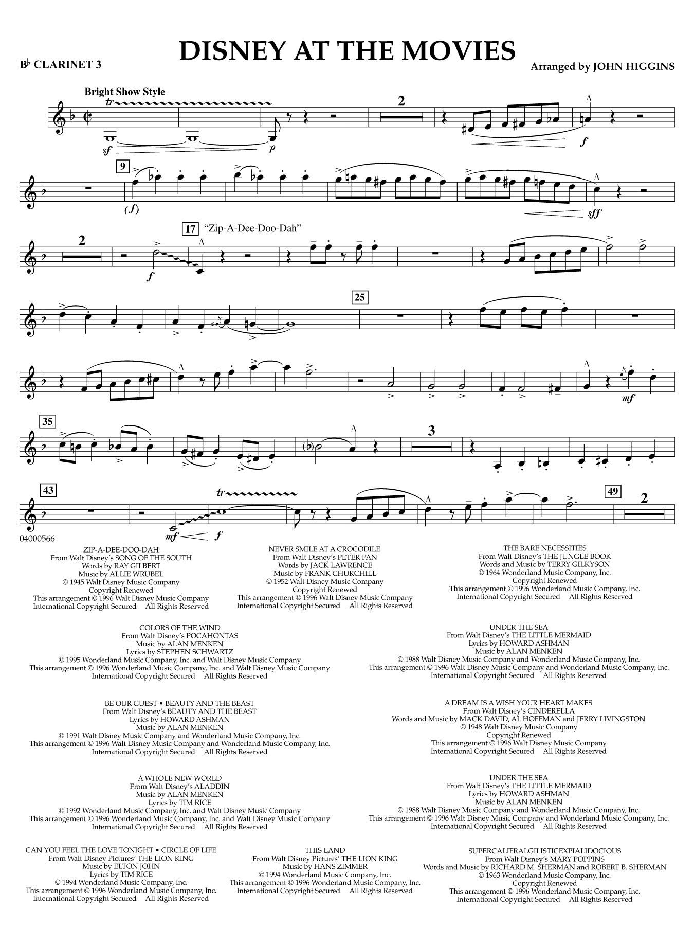 Disney at the Movies - Bb Clarinet 3