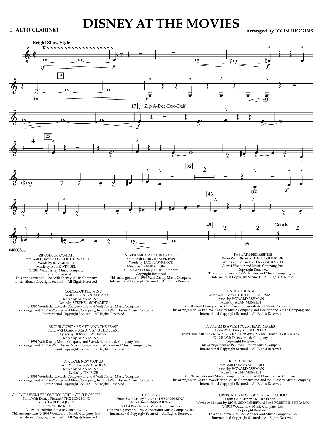 Disney at the Movies - Eb Alto Clarinet