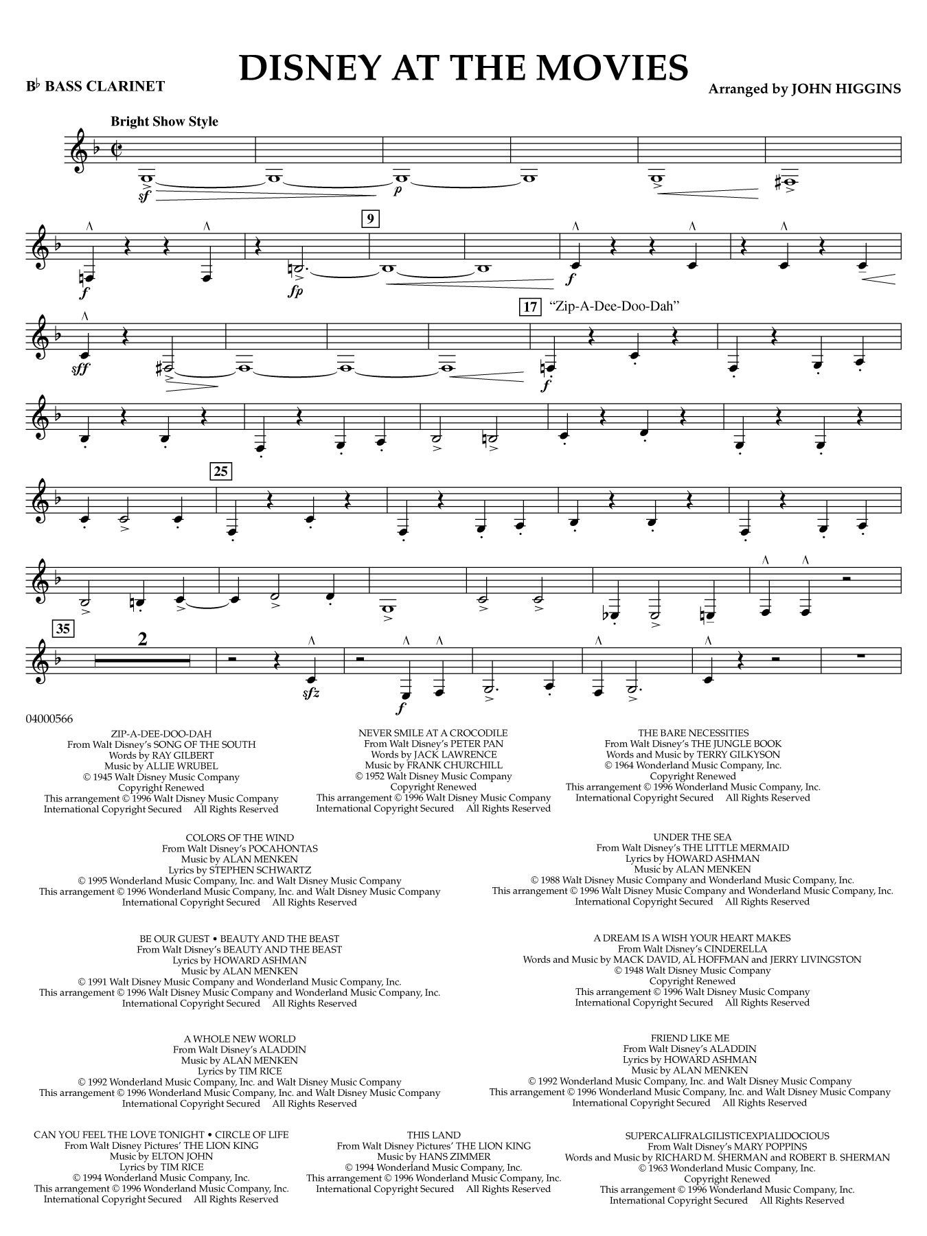 Disney at the Movies - Bb Bass Clarinet