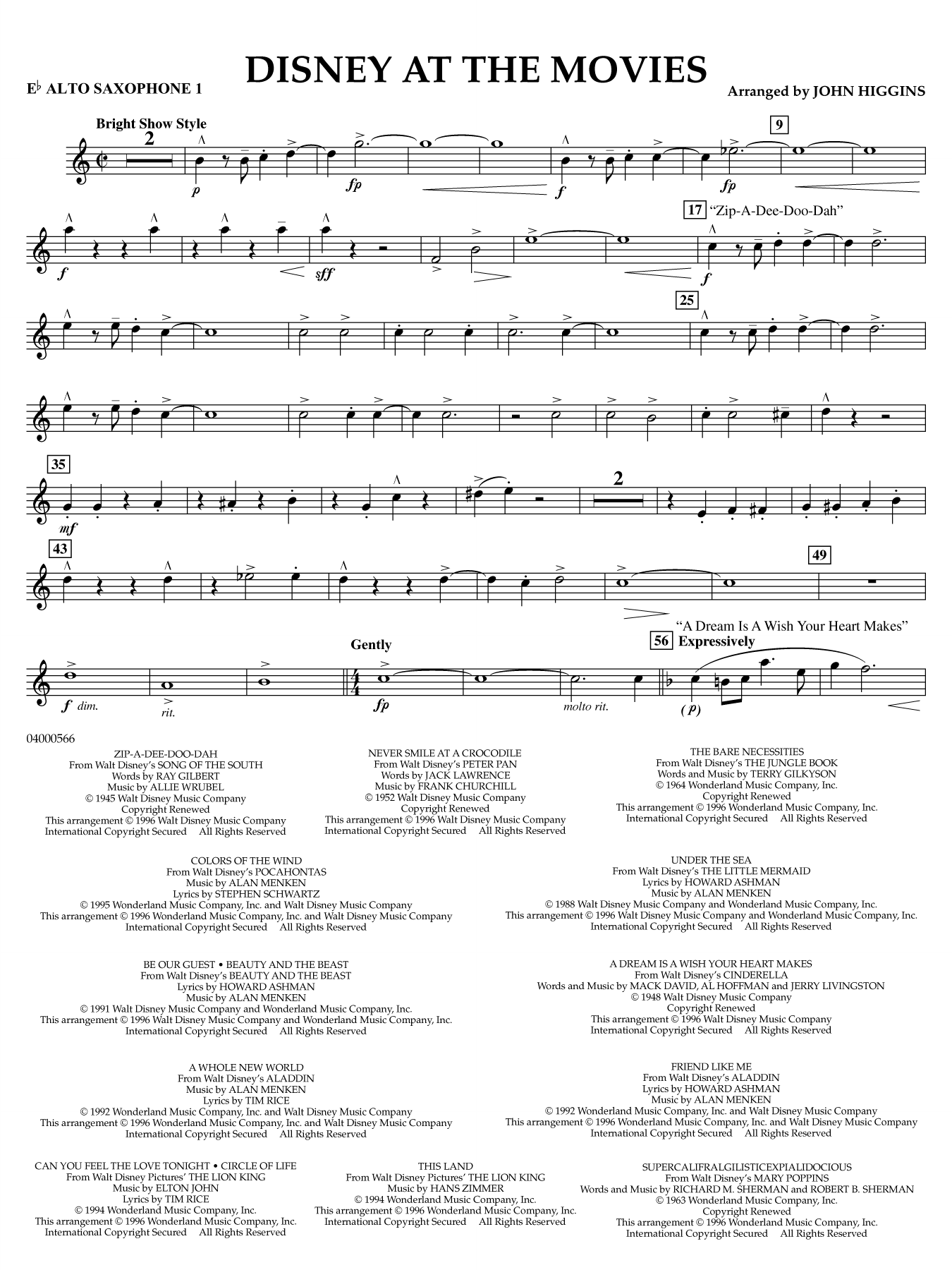 Disney at the Movies - Eb Alto Saxophone 1