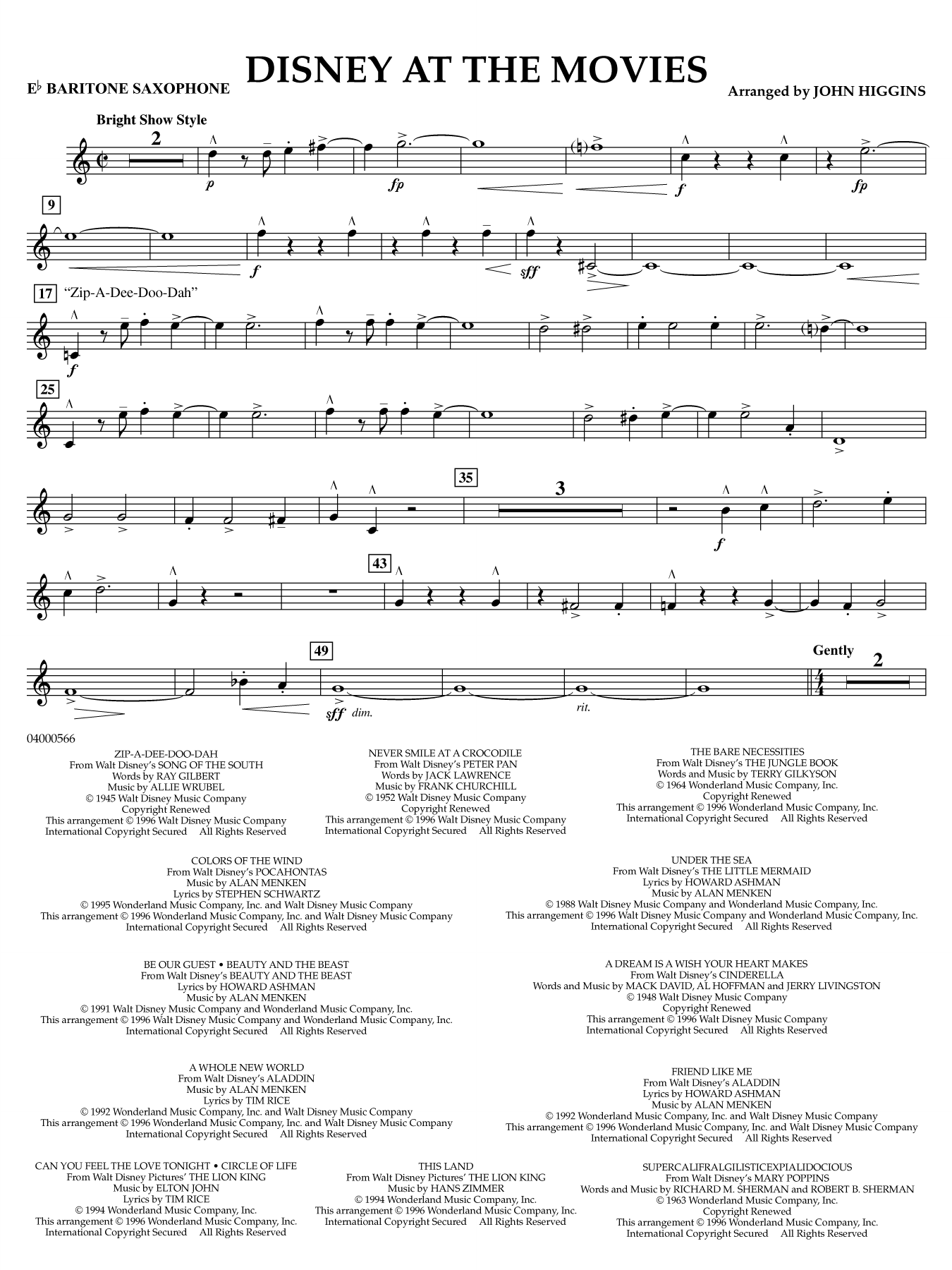 Disney at the Movies - Eb Baritone Saxophone