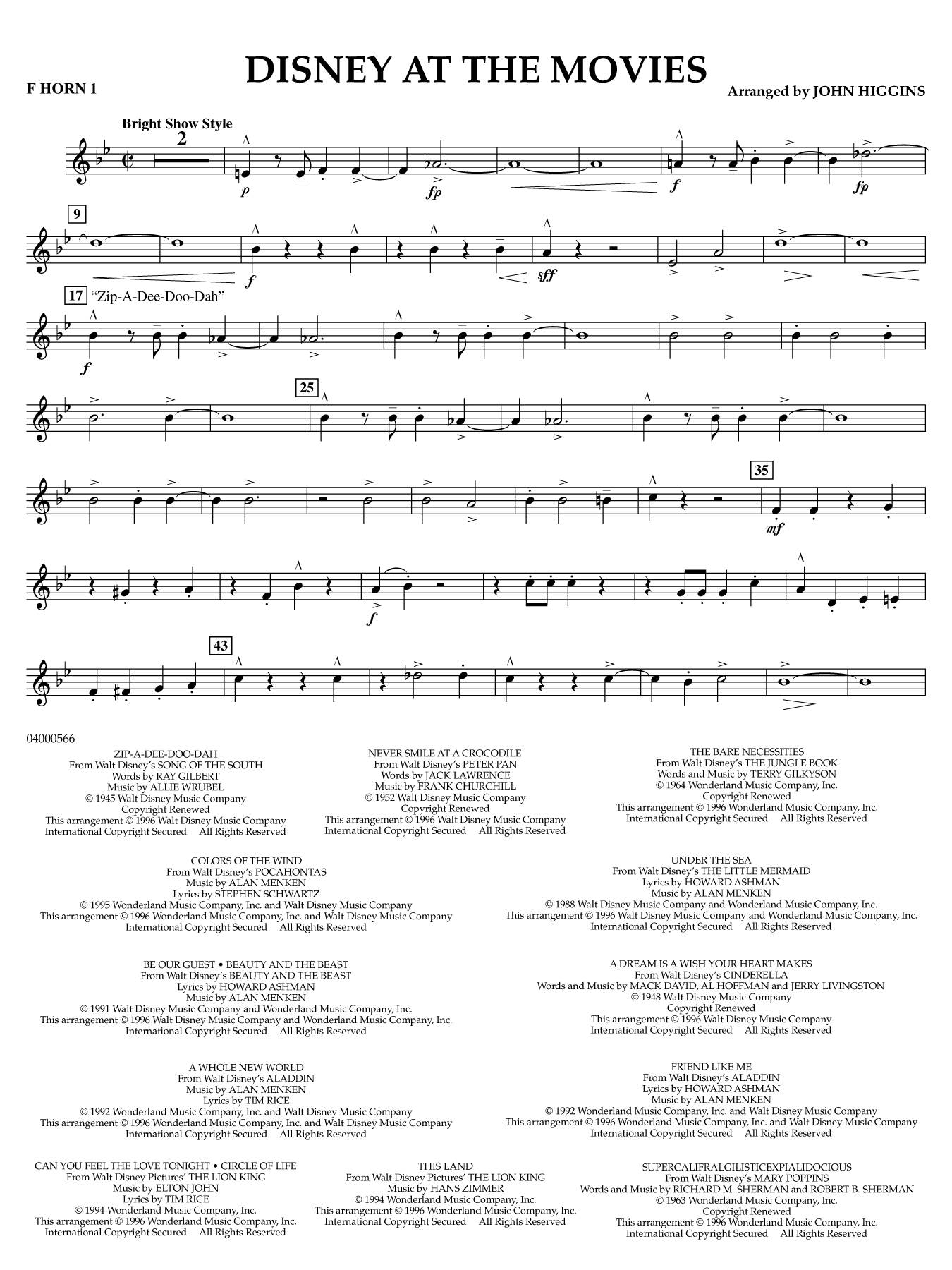 Disney at the Movies - F Horn 1