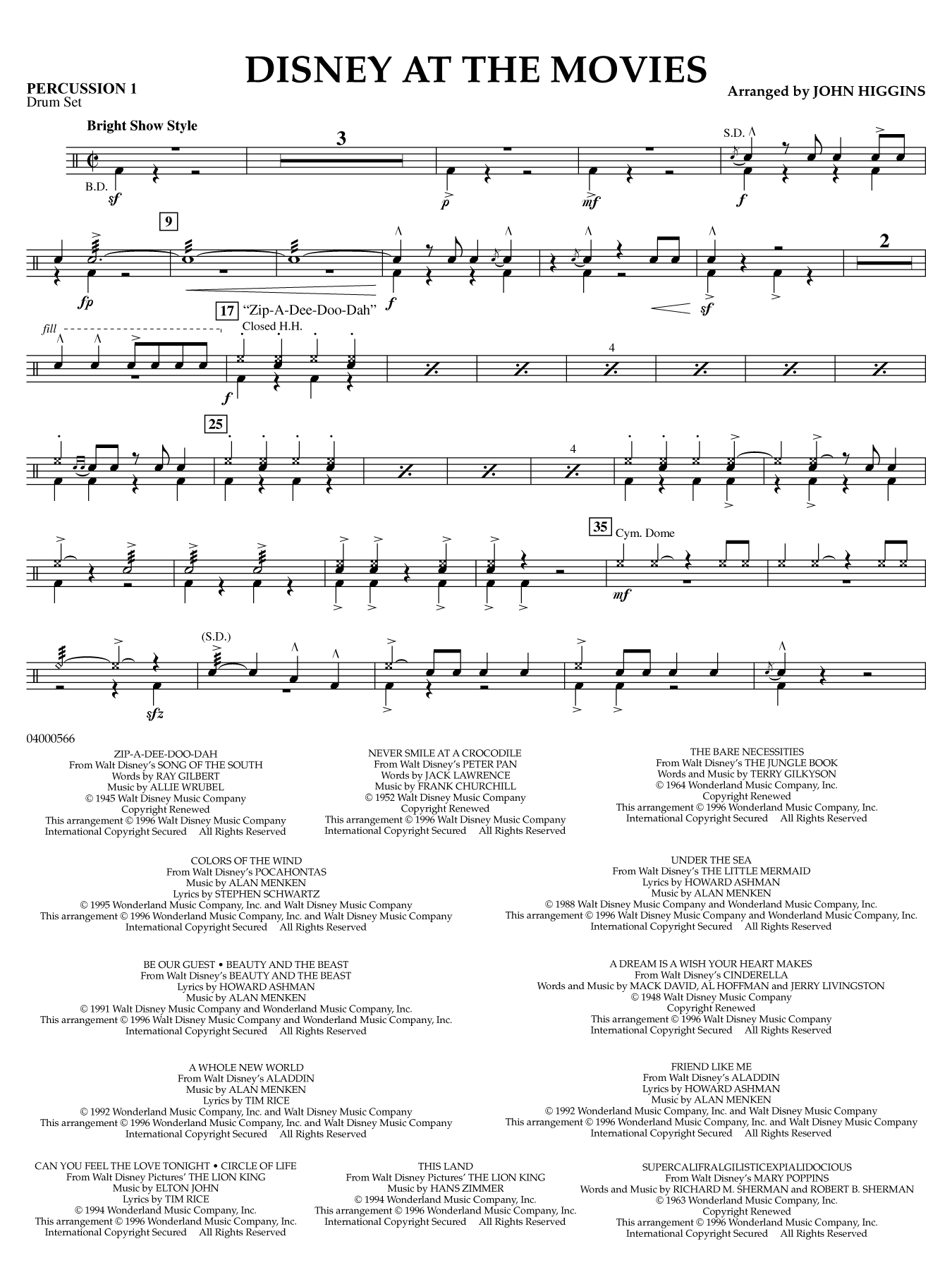 Disney at the Movies - Percussion 1