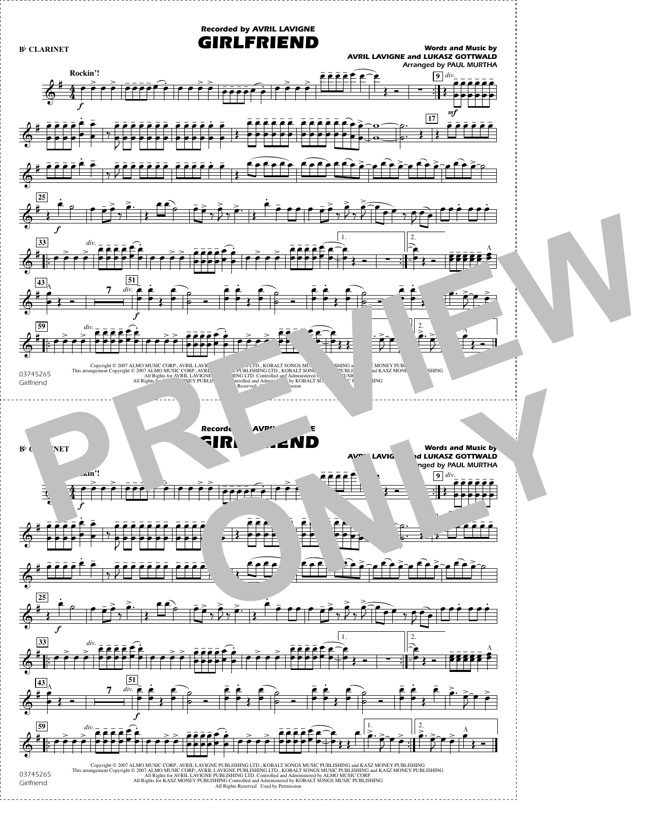 Girlfriend (arr. Paul Murtha) - Bb Clarinet