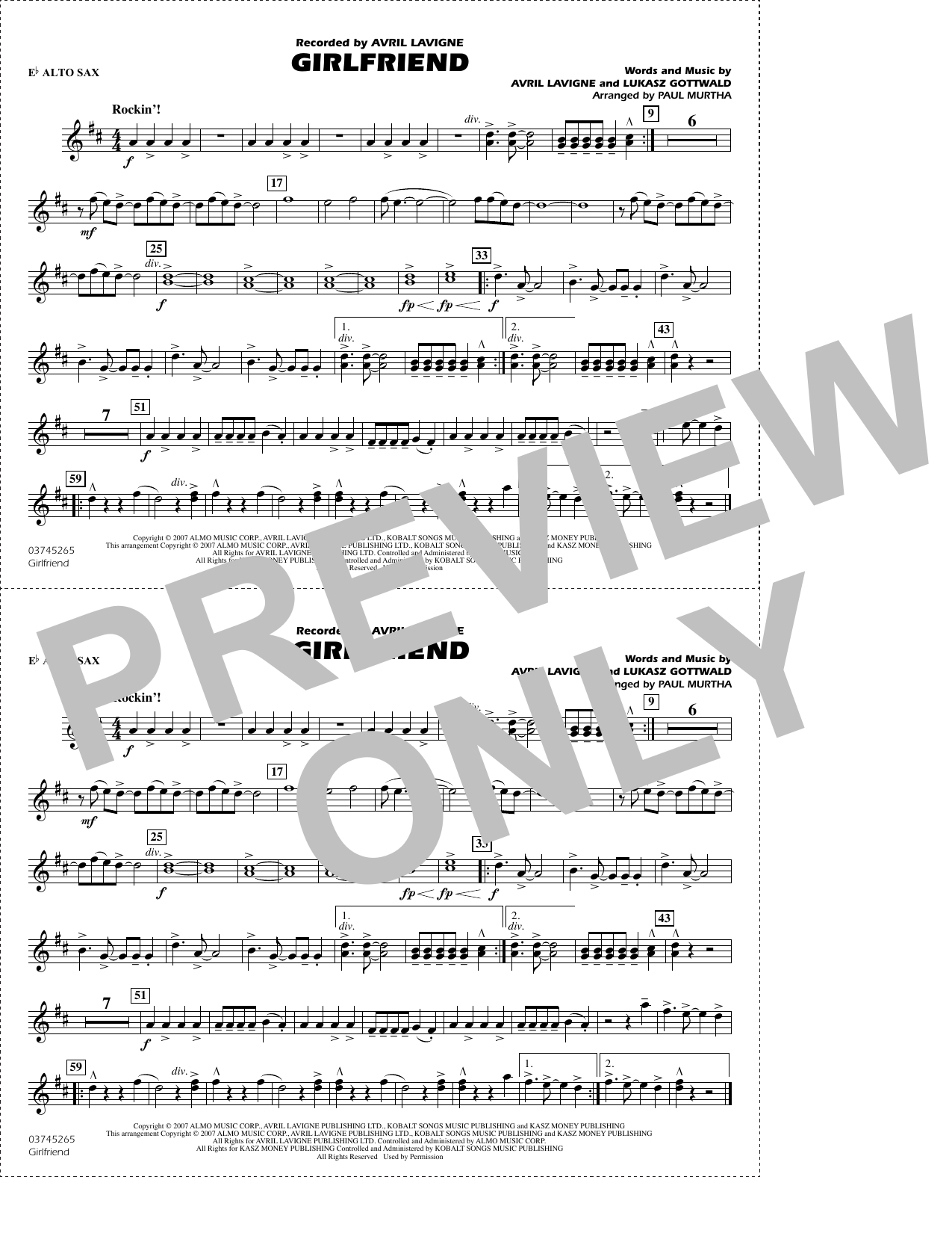 Girlfriend (arr. Paul Murtha) - Eb Alto Sax