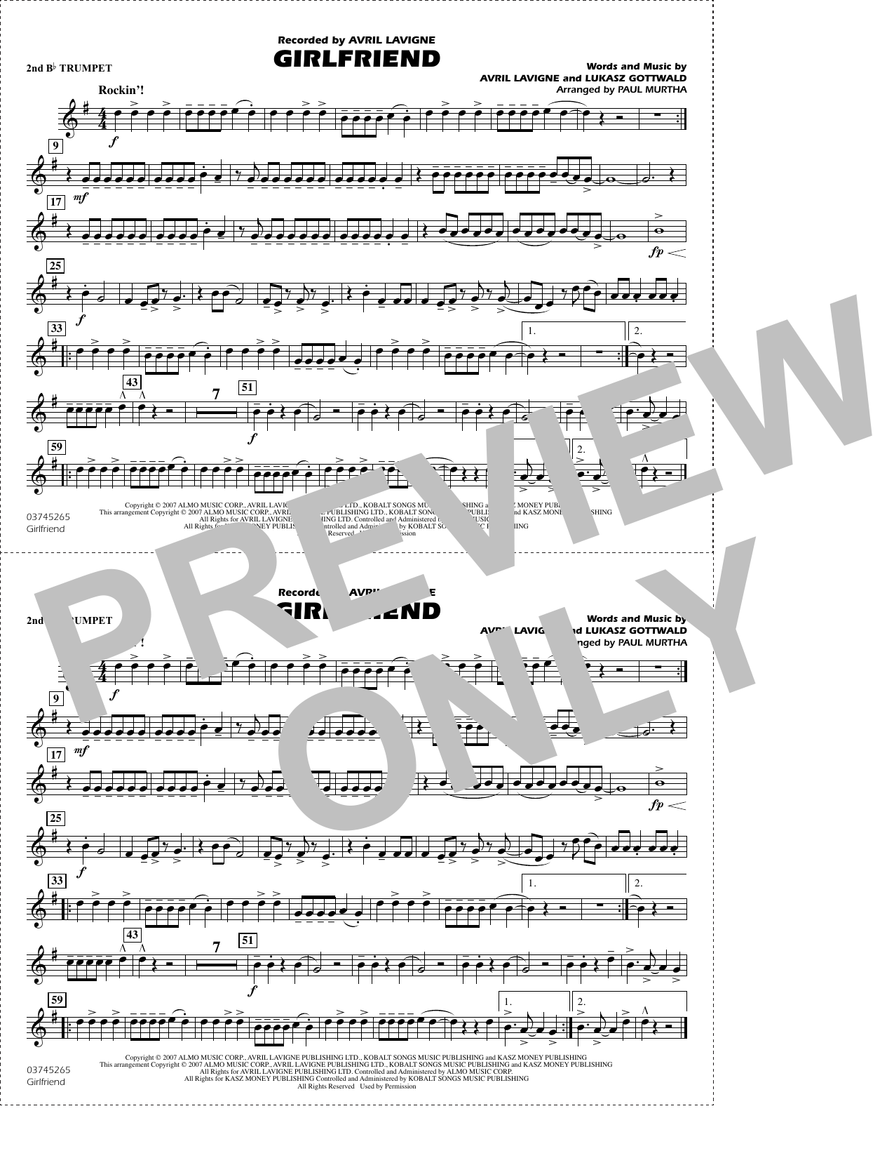 Girlfriend (arr. Paul Murtha) - 2nd Bb Trumpet