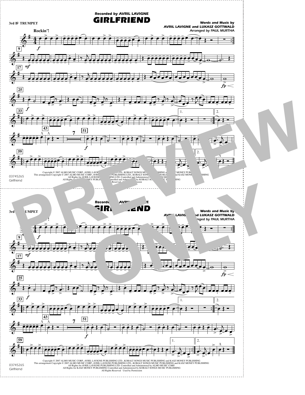 Girlfriend (arr. Paul Murtha) - 3rd Bb Trumpet