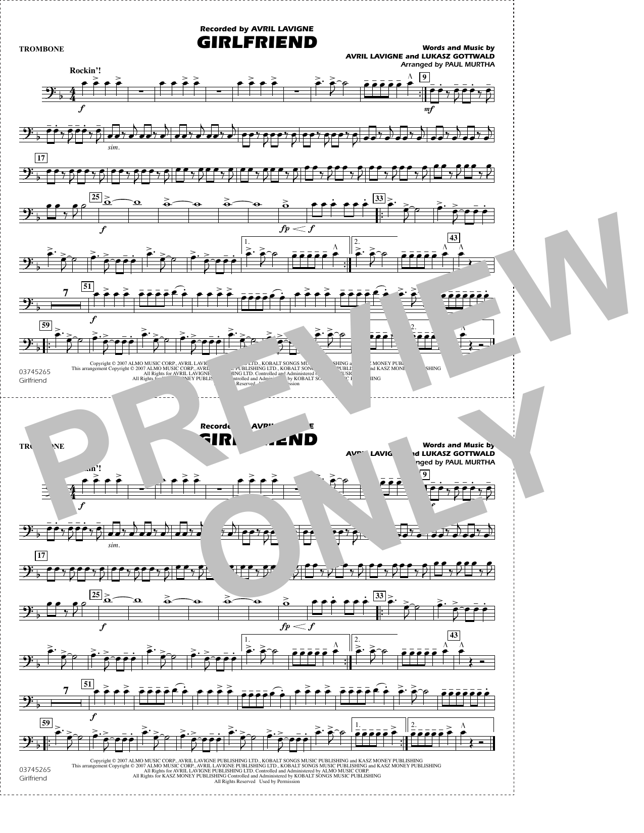 Girlfriend (arr. Paul Murtha) - Trombone