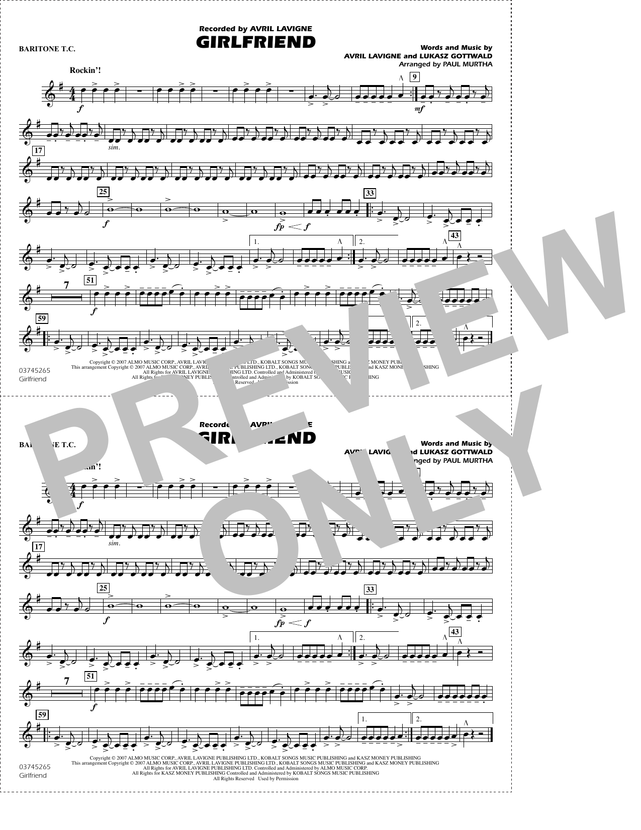 Girlfriend (arr. Paul Murtha) - Baritone T.C.