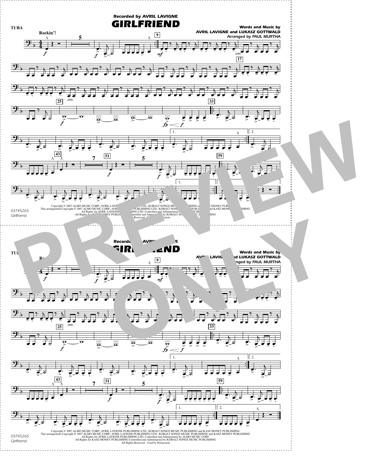 Girlfriend (arr. Paul Murtha) - Tuba
