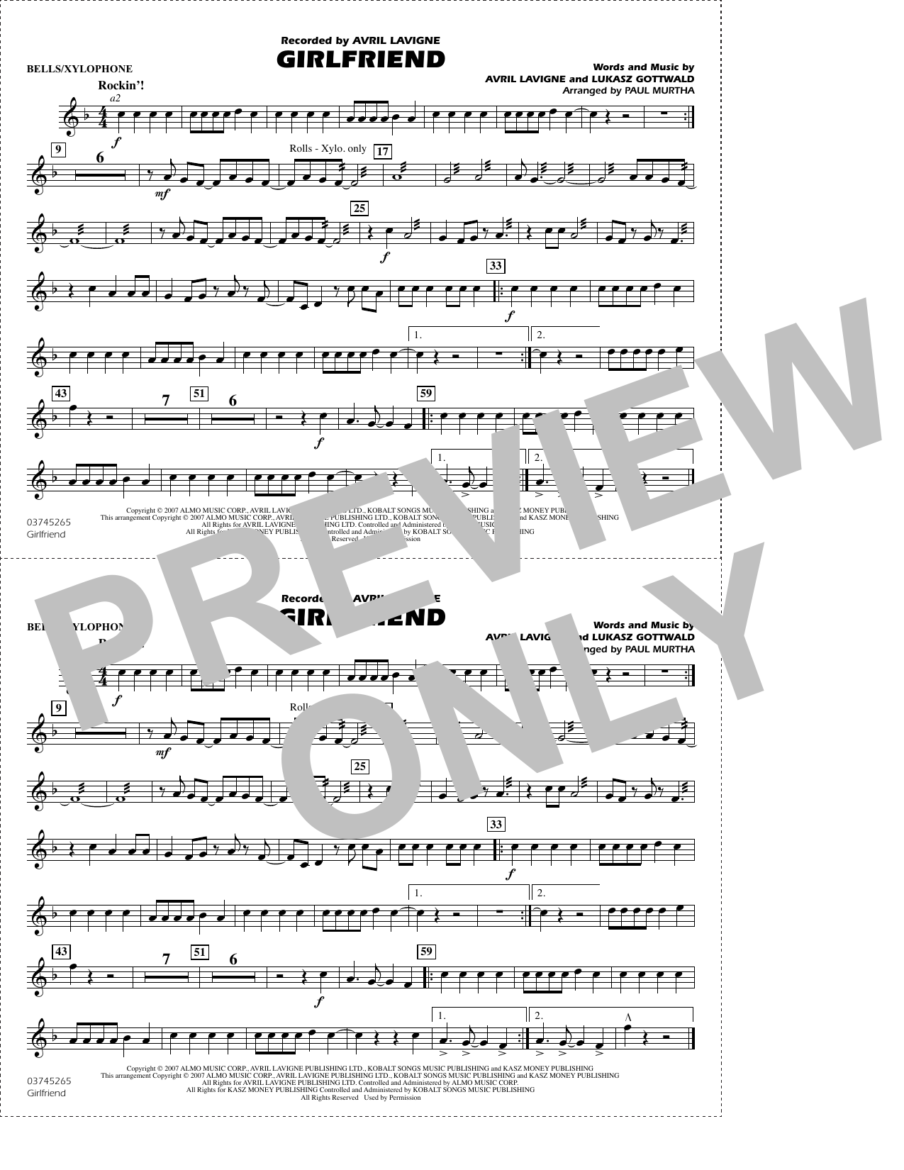 Girlfriend (arr. Paul Murtha) - Bells/Xylophone