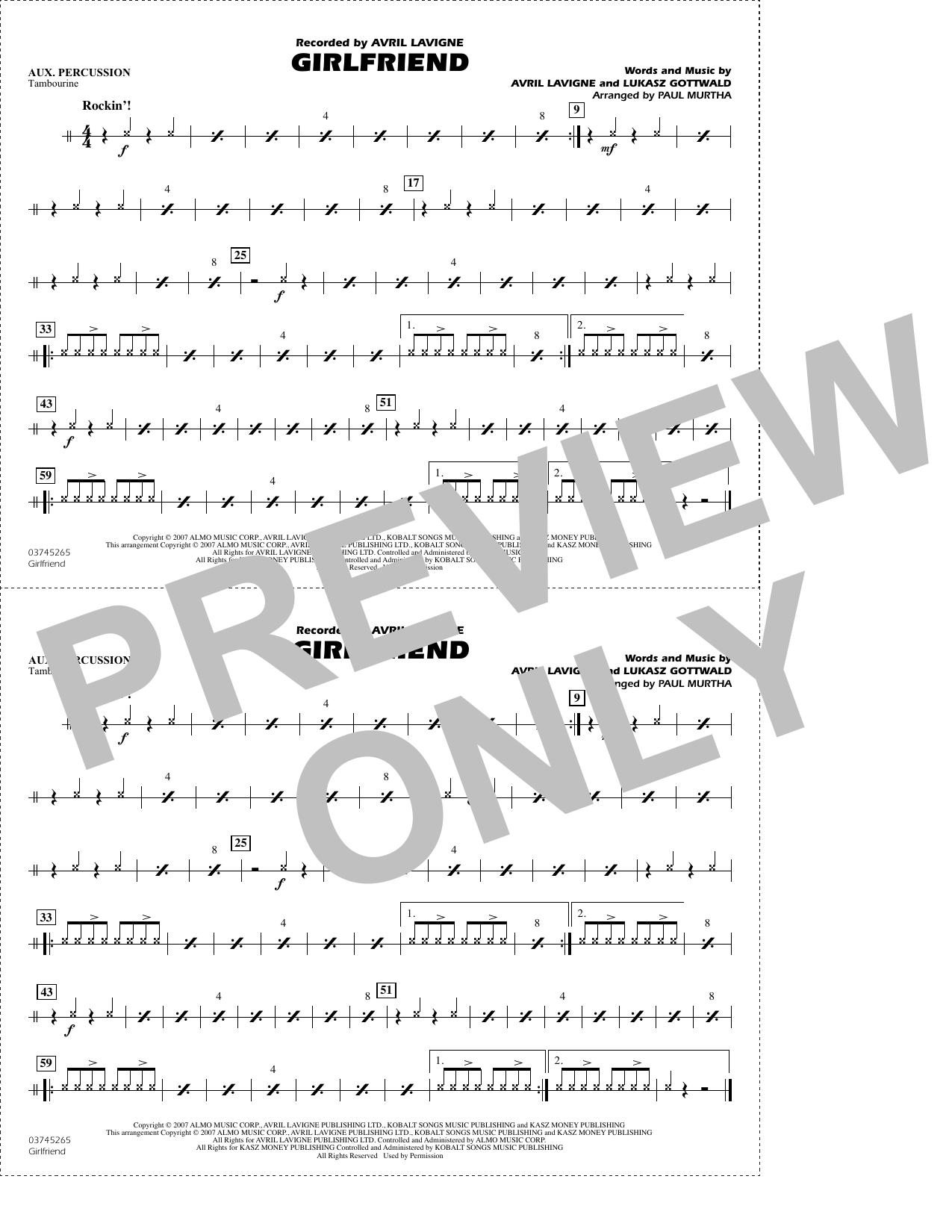 Girlfriend (arr. Paul Murtha) - Aux Percussion