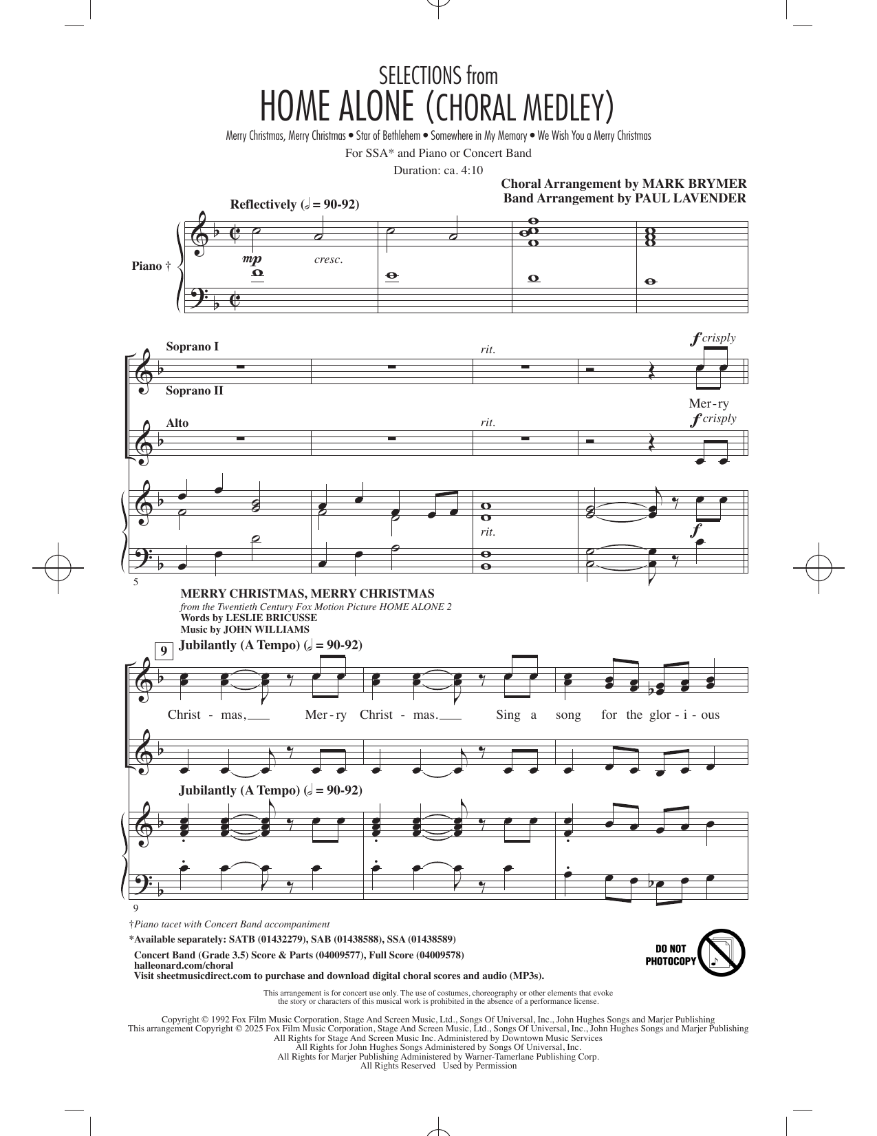 Selections from Home Alone (Choral Medley) – John Williams – Notenvorschau
