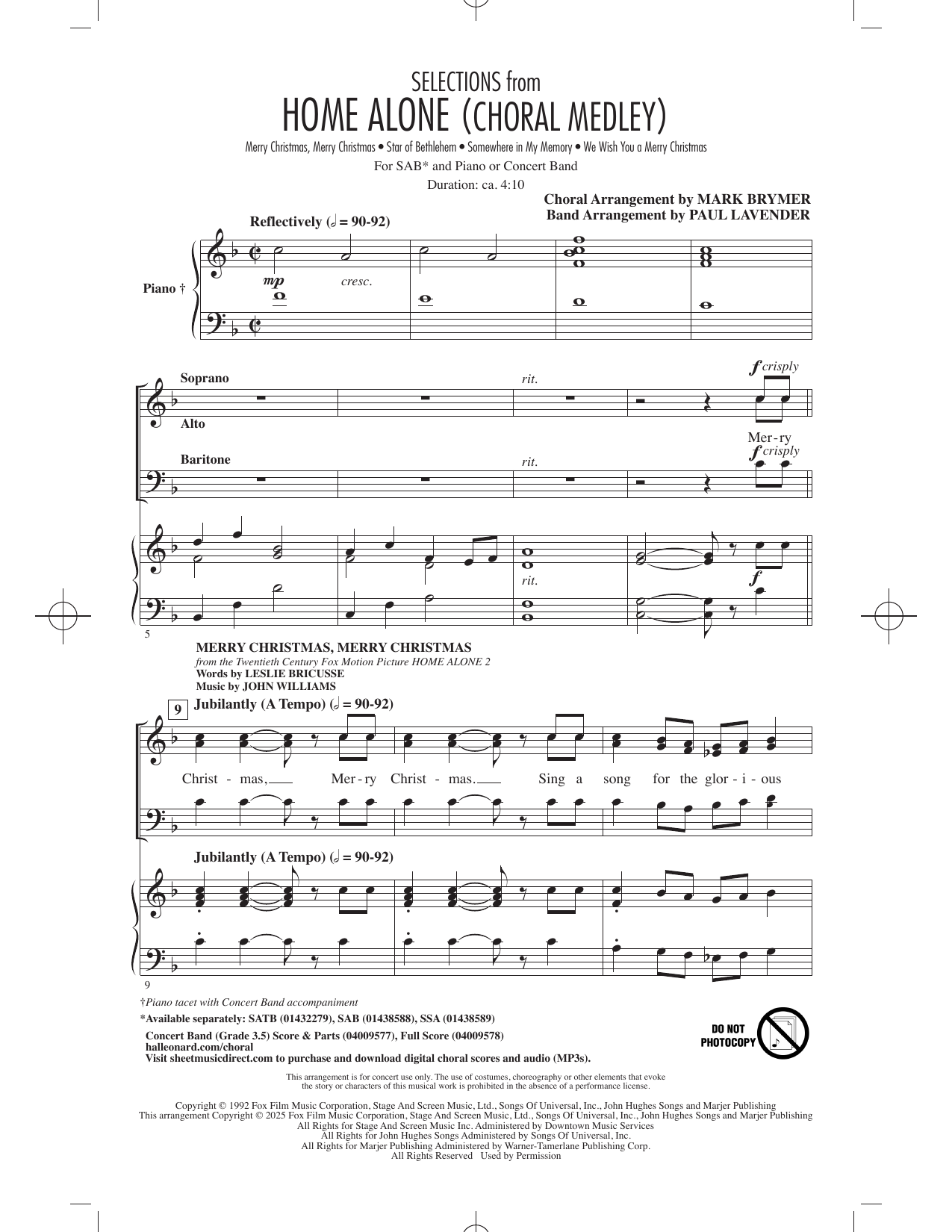 Selections from Home Alone (Choral Medley) – John Williams – Notenvorschau
