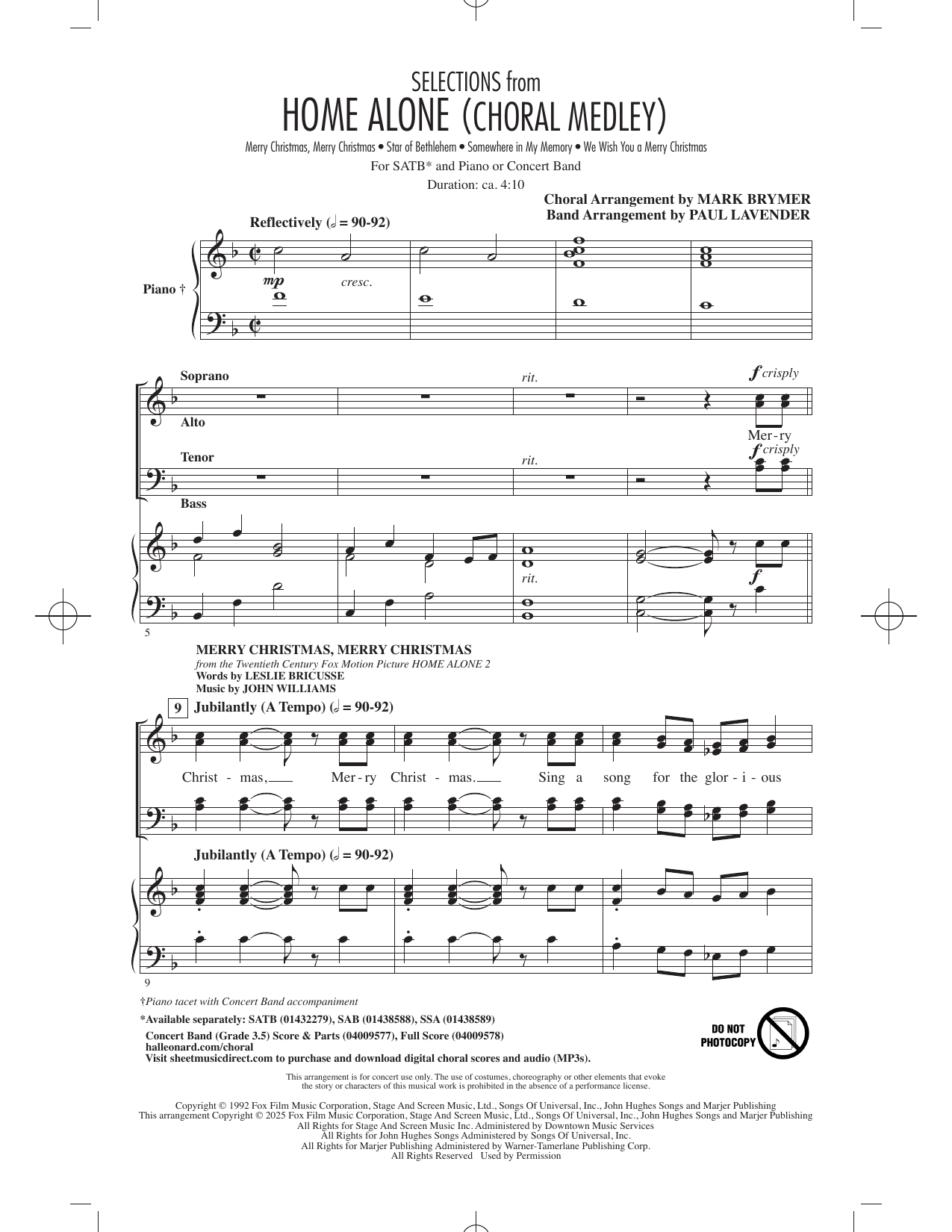 Selections from Home Alone (Choral Medley) – John Williams – Notenvorschau